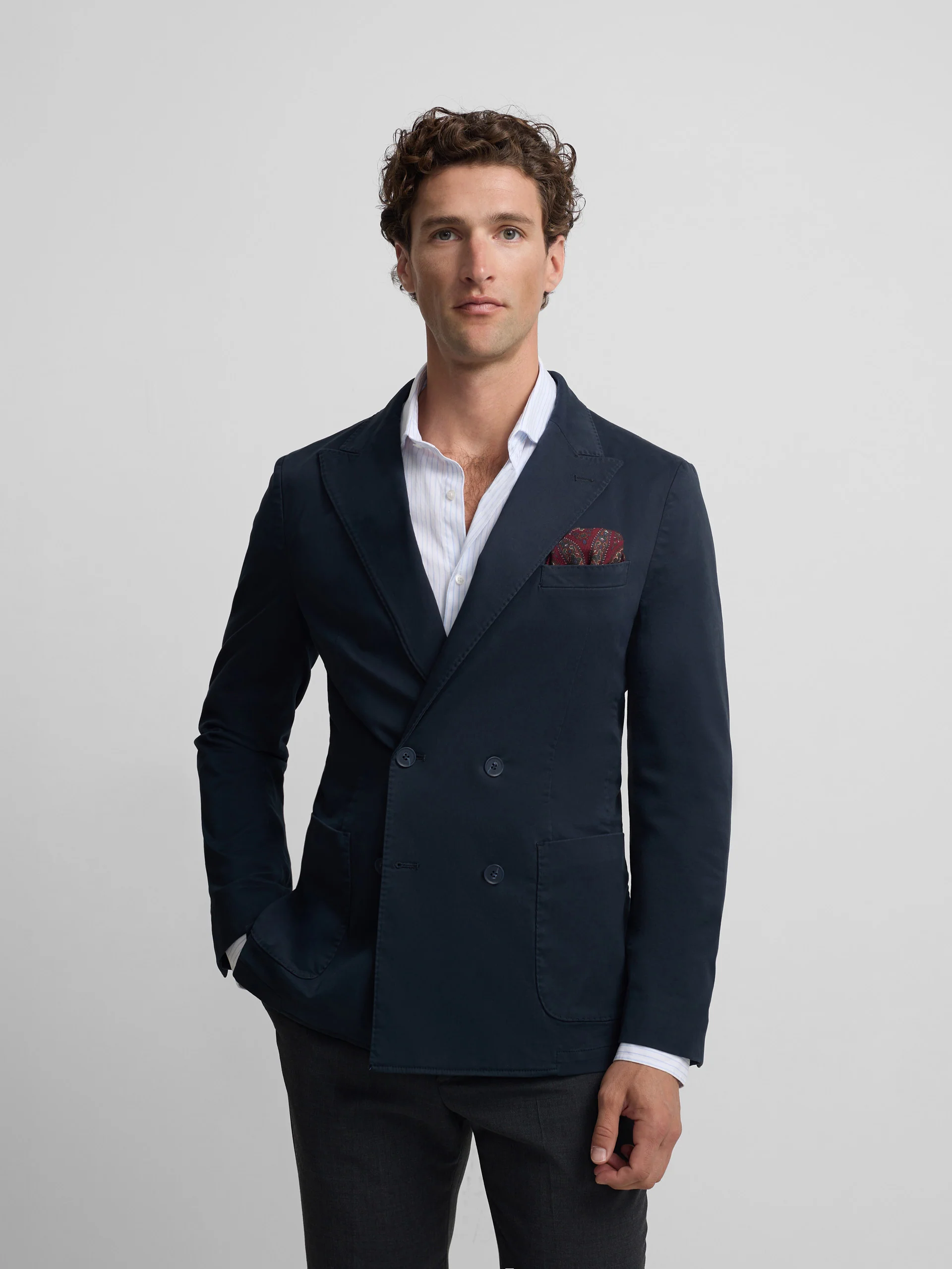 Americana cruzada casual azul marino