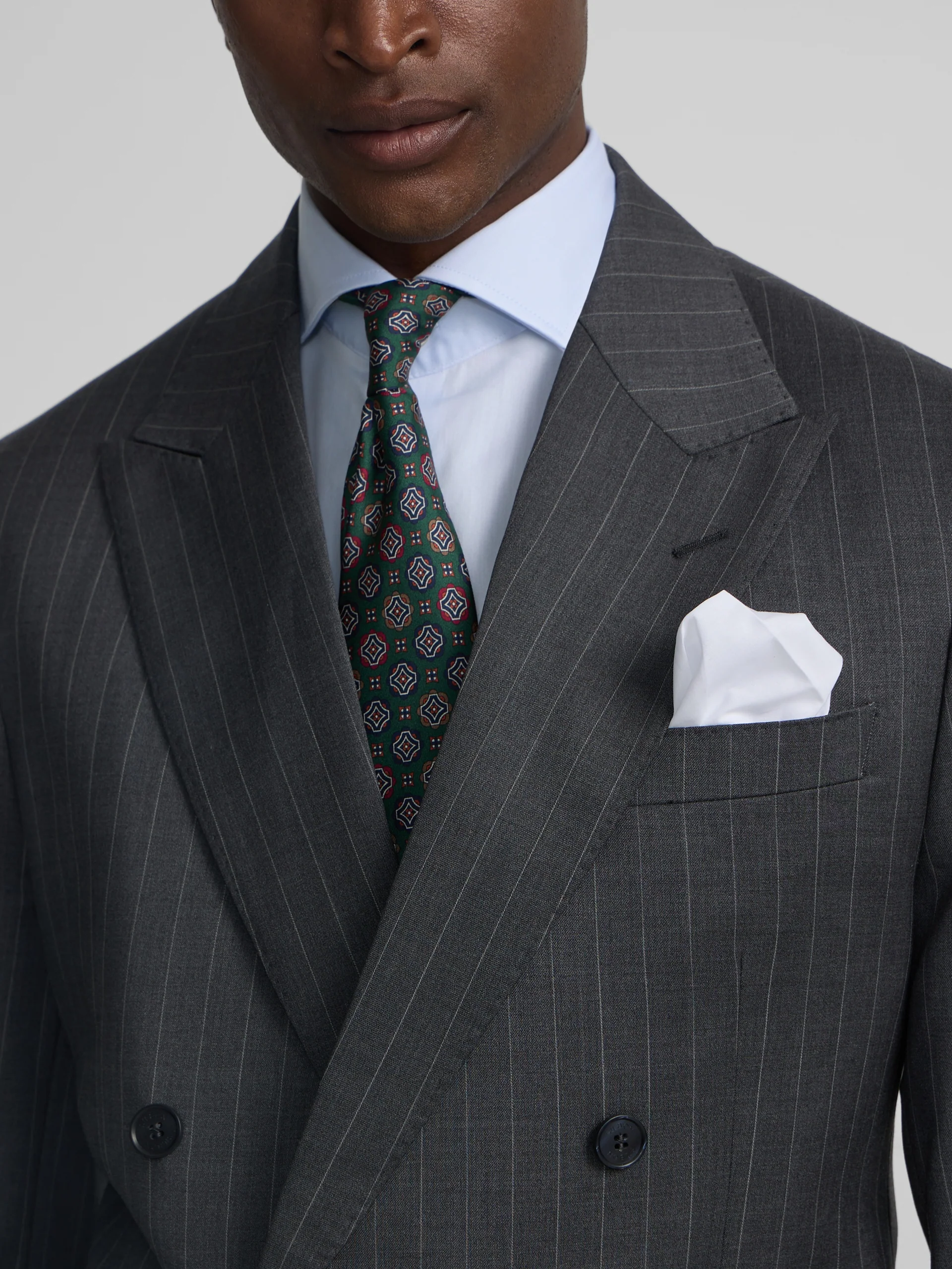 Americana traje cruzado raya diplomatica gris - Image 2