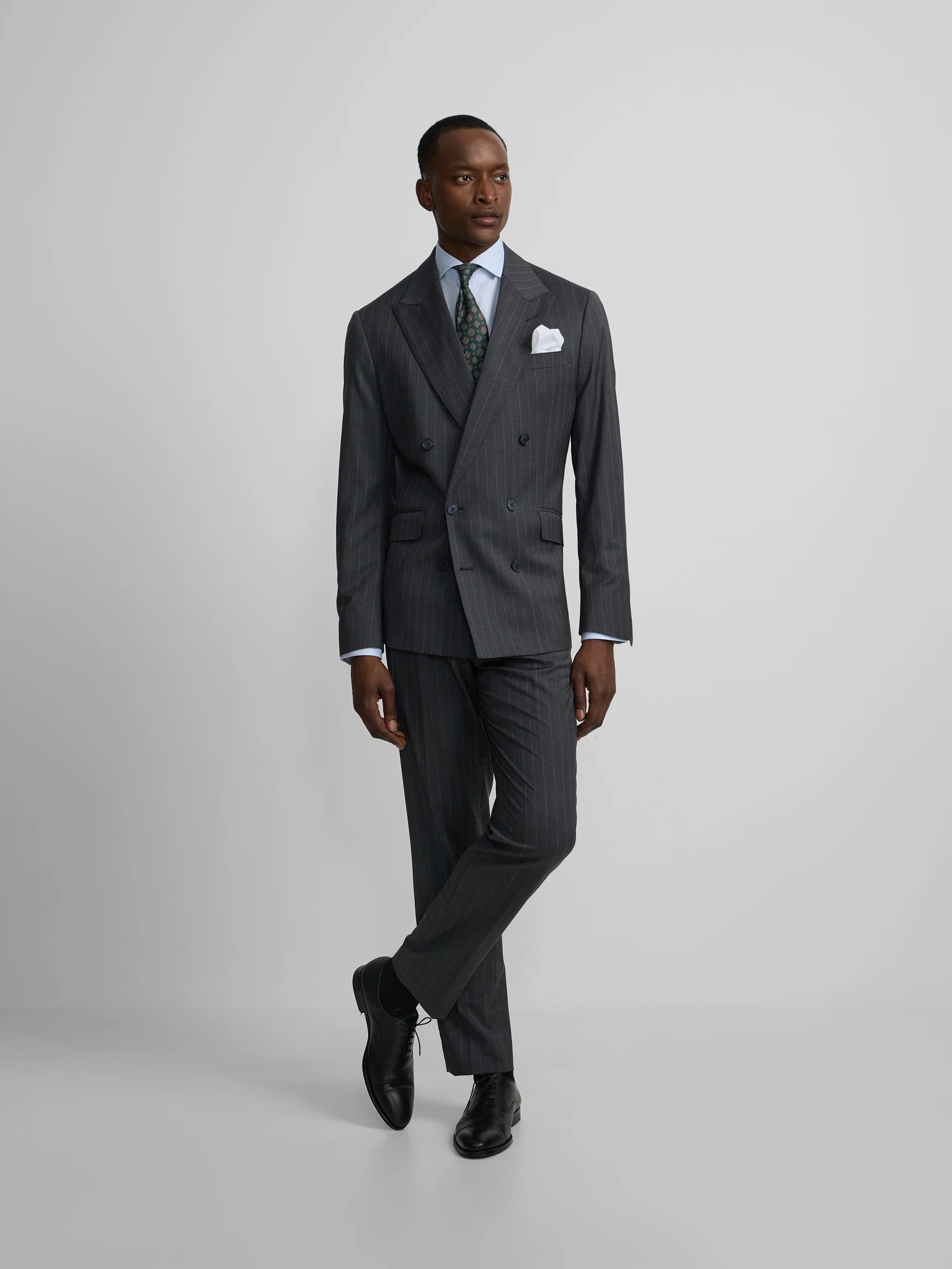 Americana traje cruzado raya diplomatica gris - Image 3