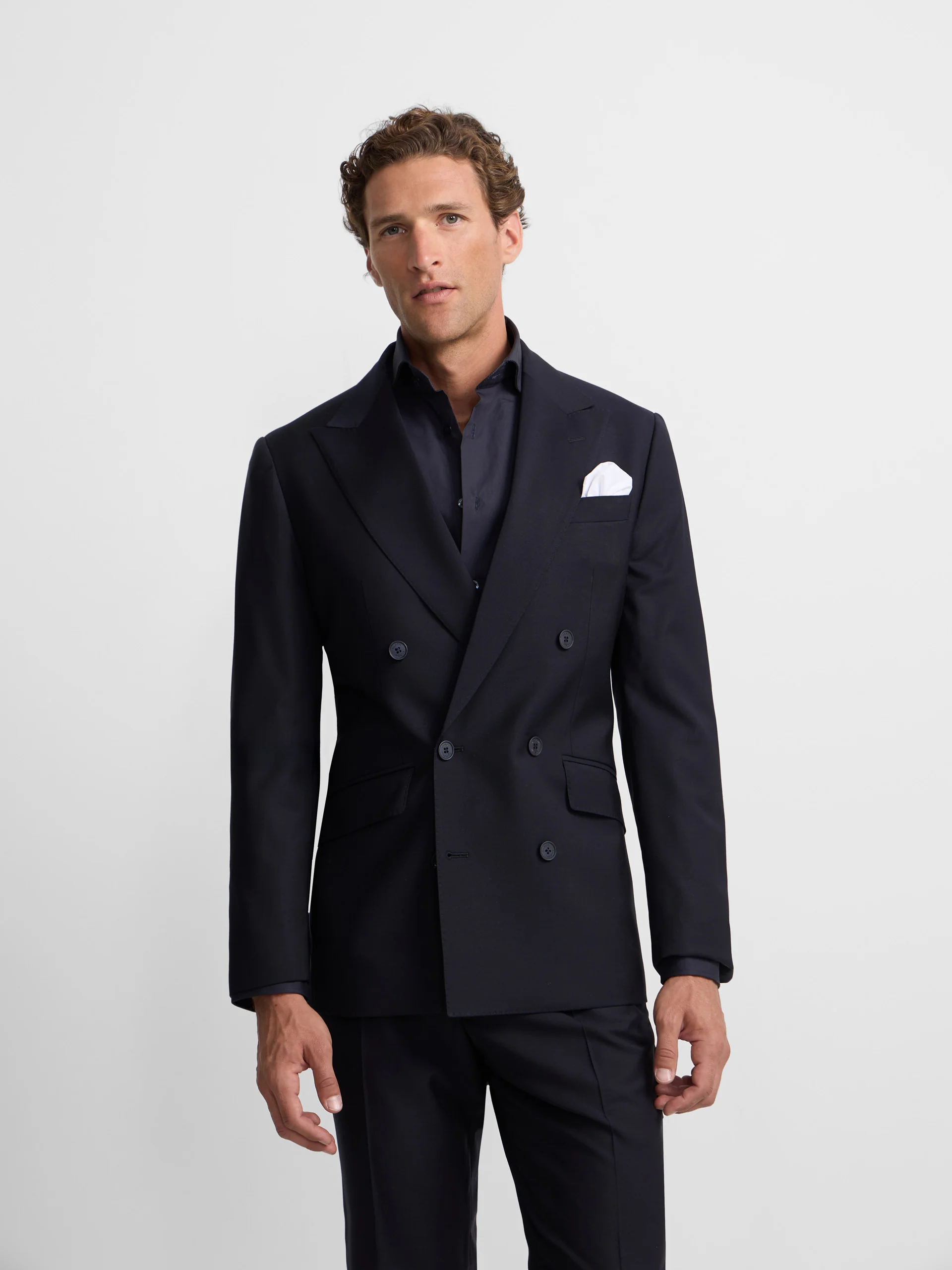 Americana traje cruzado stretch navy - Image 12