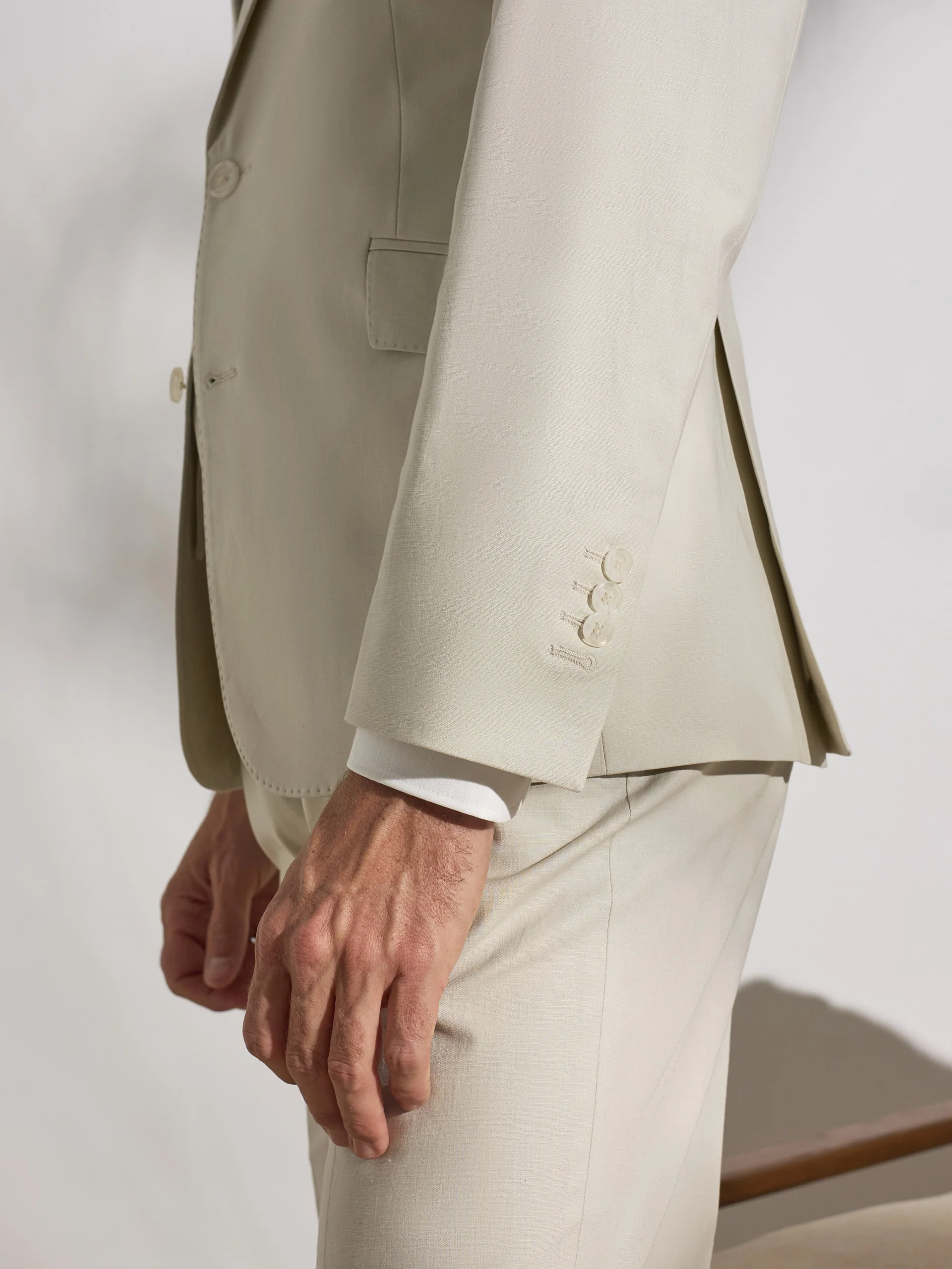 Americana traje unique lino piedra - Image 22