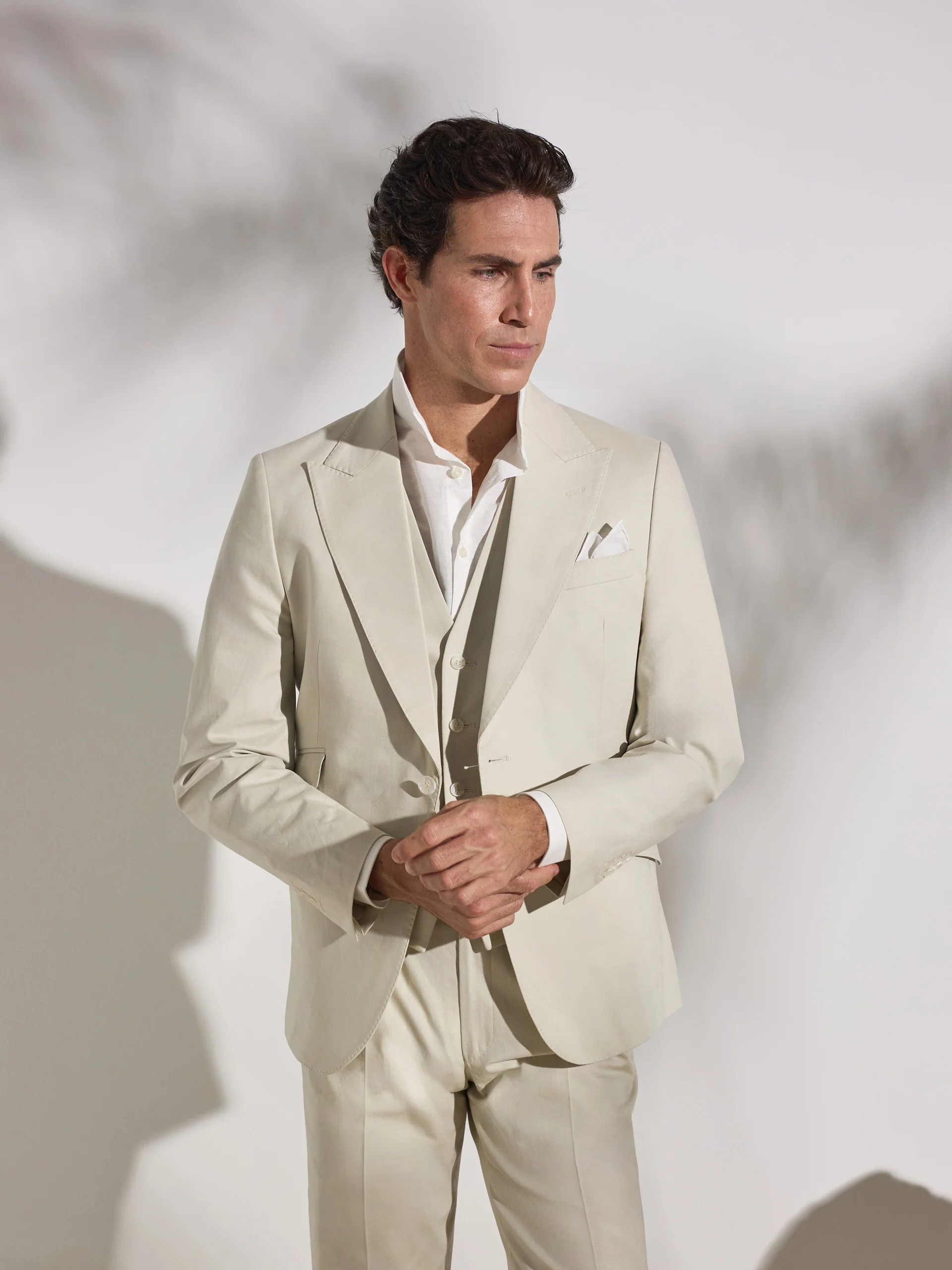 Americana traje unique lino piedra - Image 3