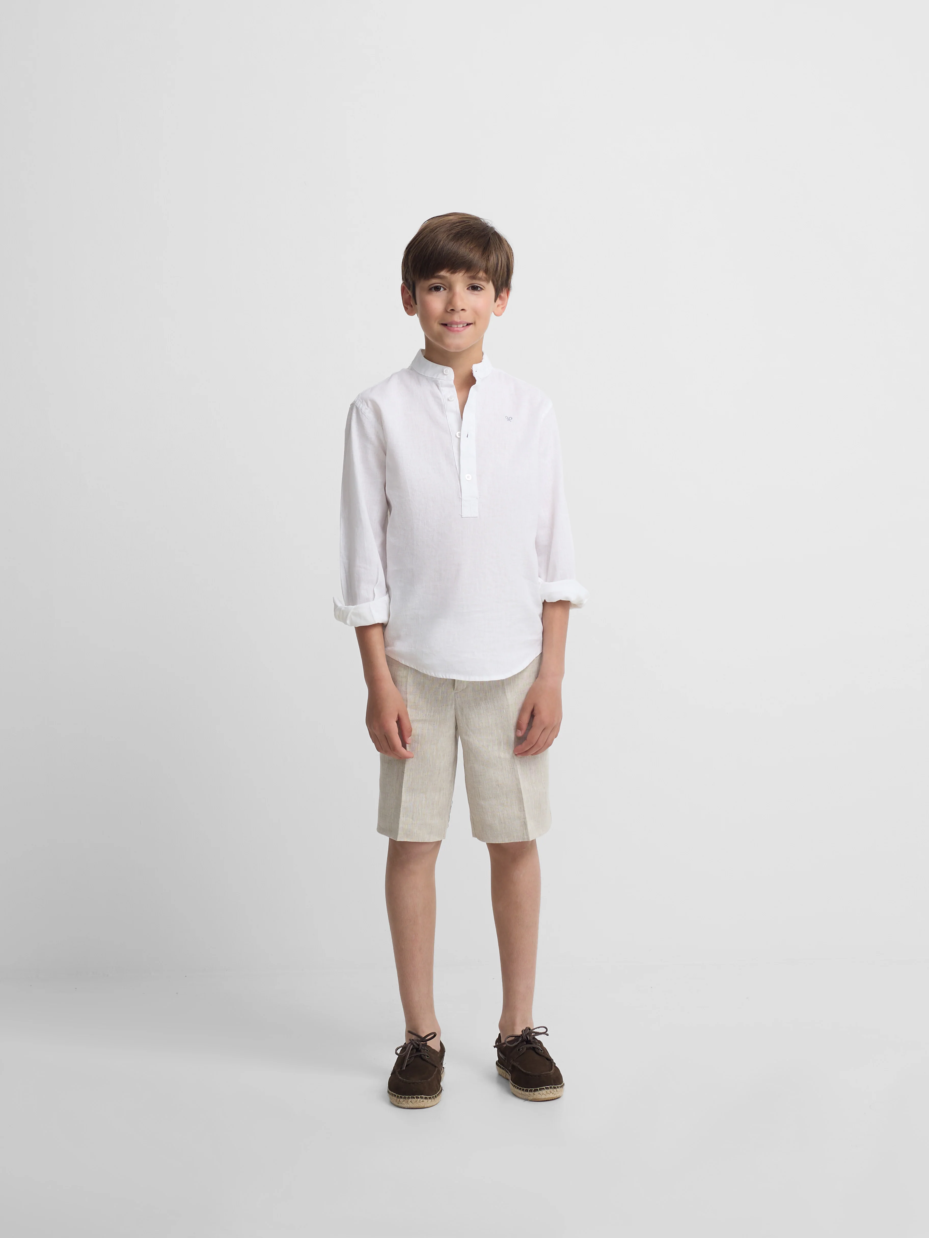 Bermuda kids lino beige medio