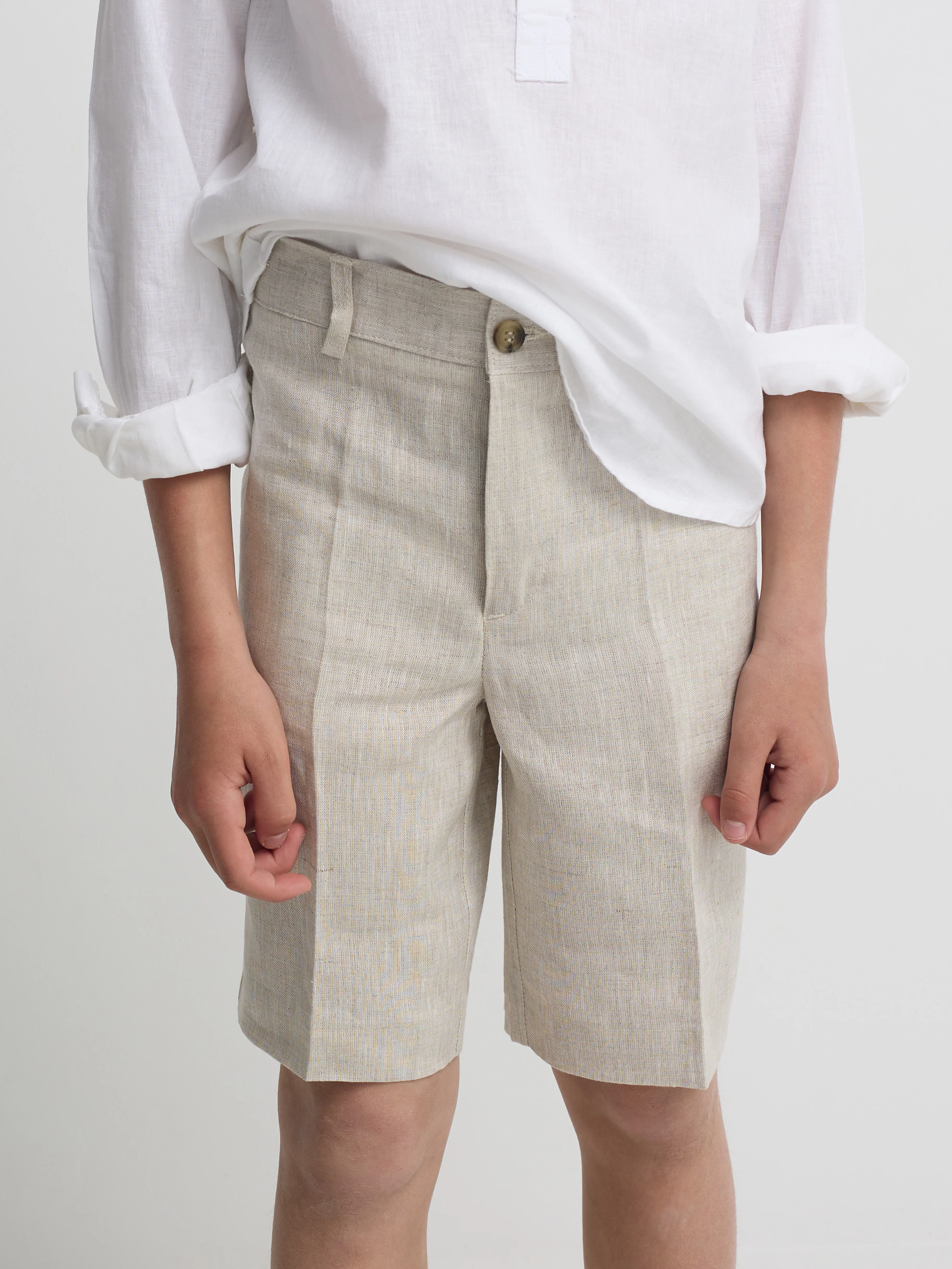 Bermuda kids lino beige medio - Image 4