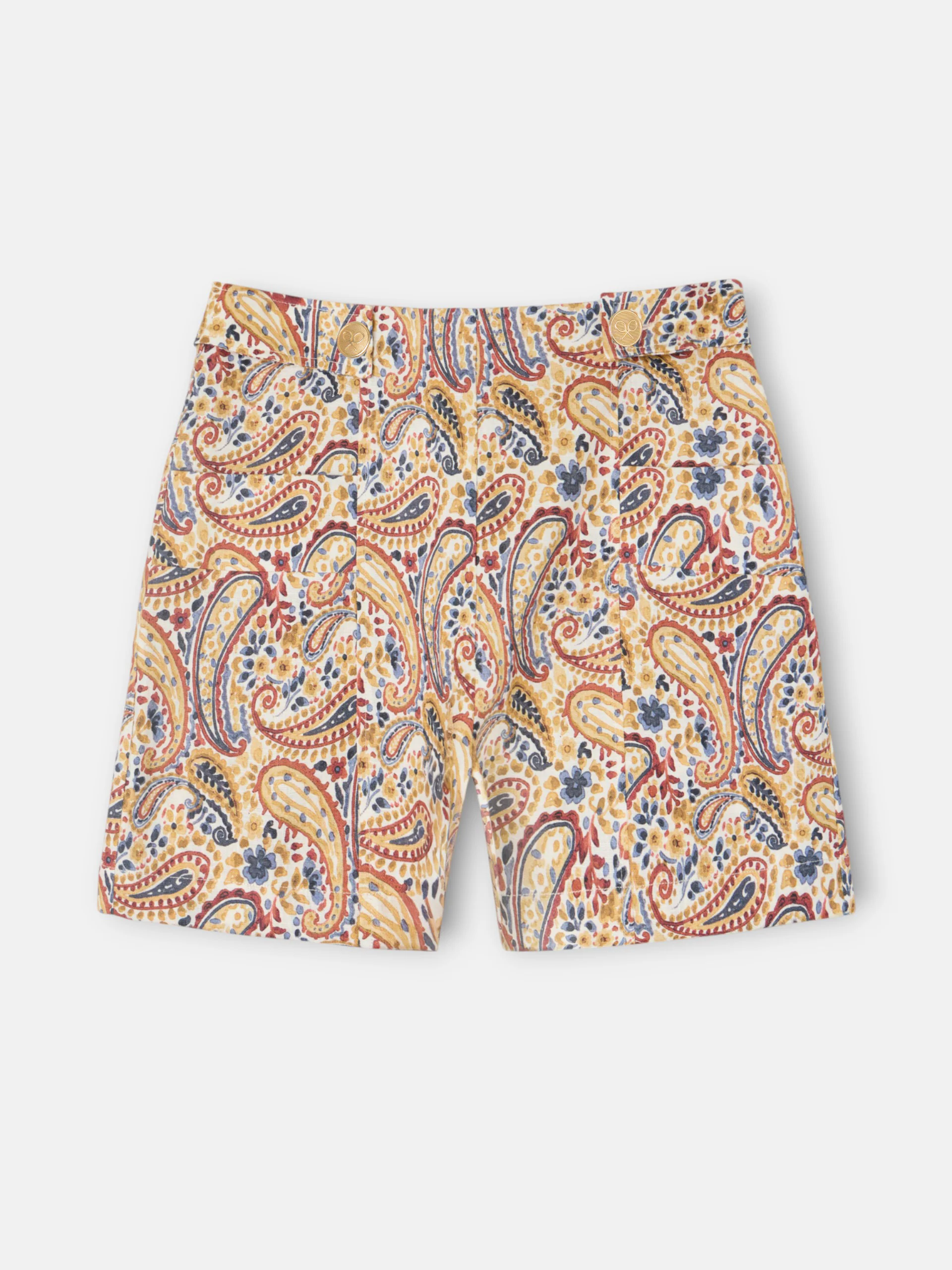 Bermuda lino estampado cachemir naranjas - Image 7