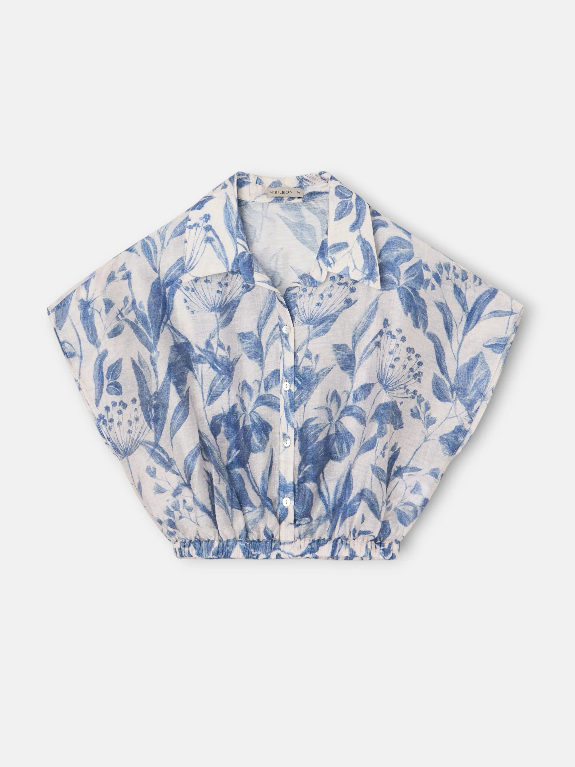 Blusa corta estampado flores azul - Image 6