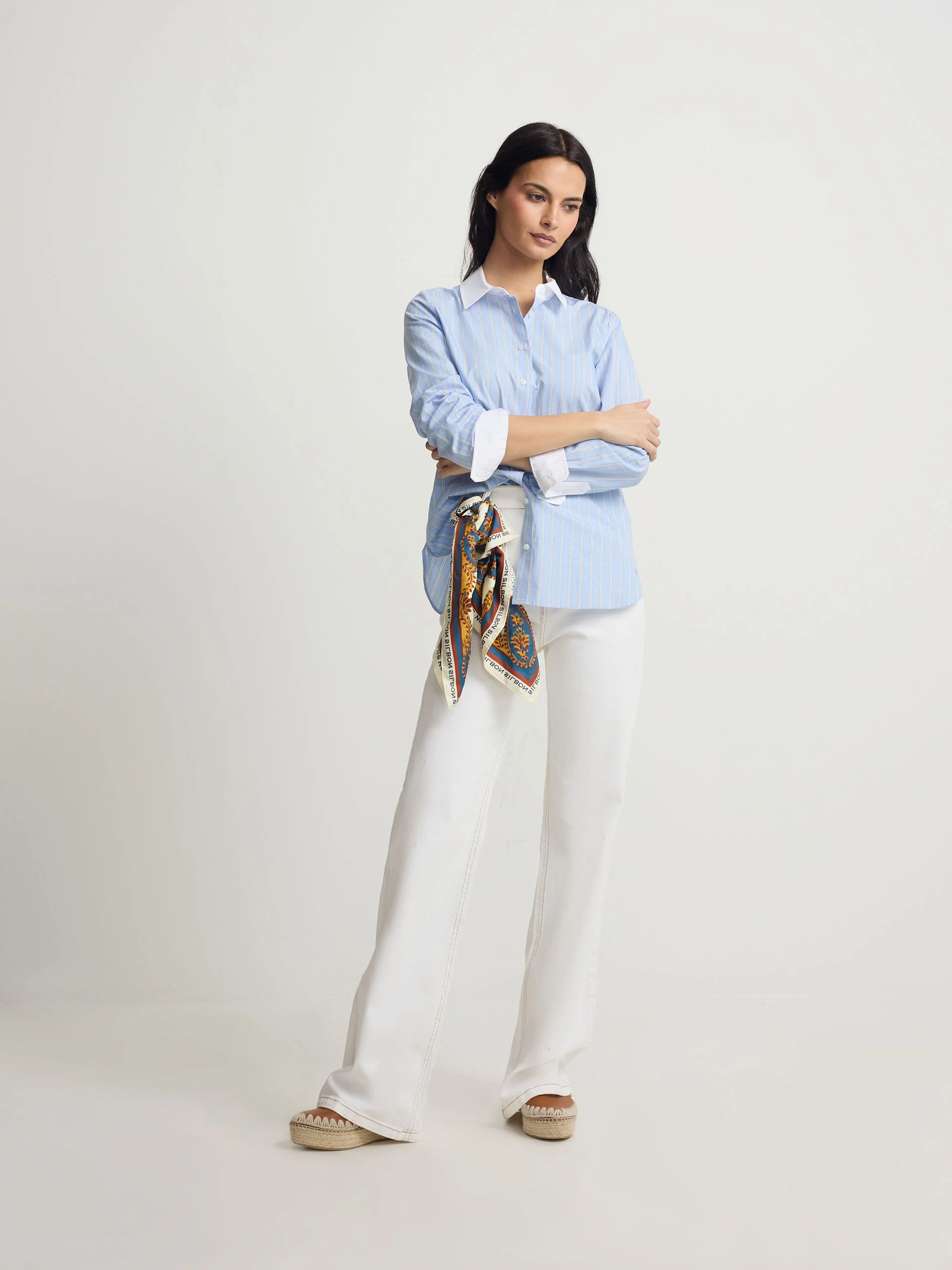 Camisa estructura rayas celeste - Image 3