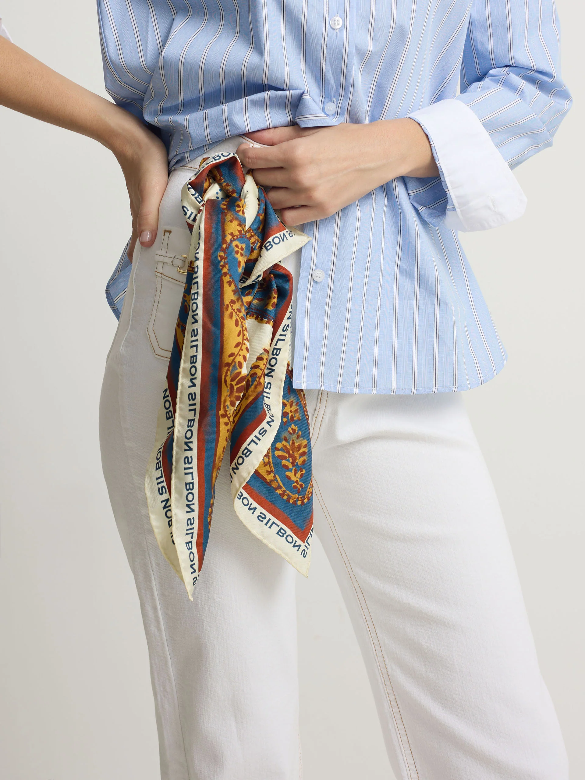 Camisa estructura rayas celeste - Image 4