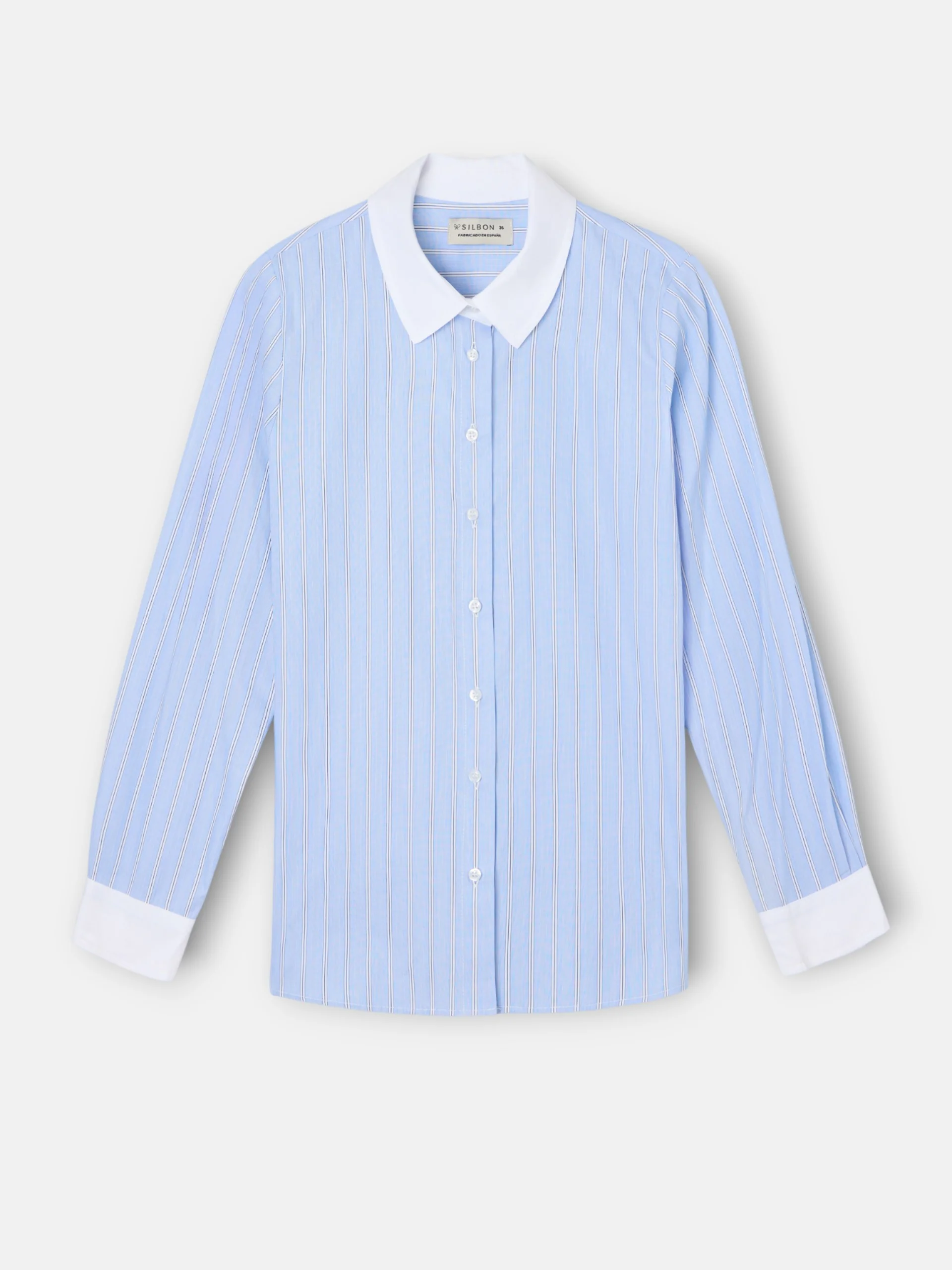 Camisa estructura rayas celeste - Image 6