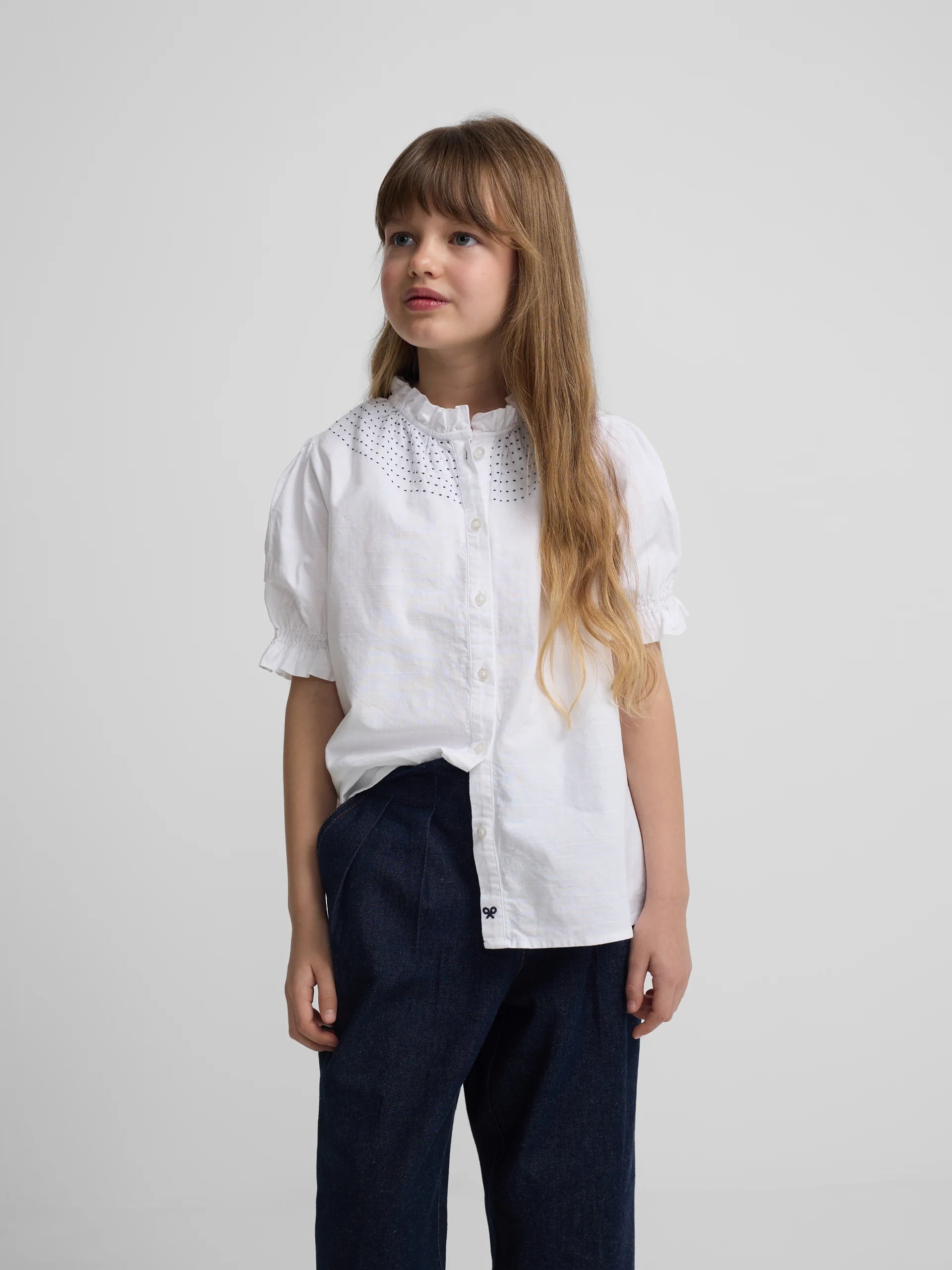 Camisa girl fruncidos lino blanca - Image 5