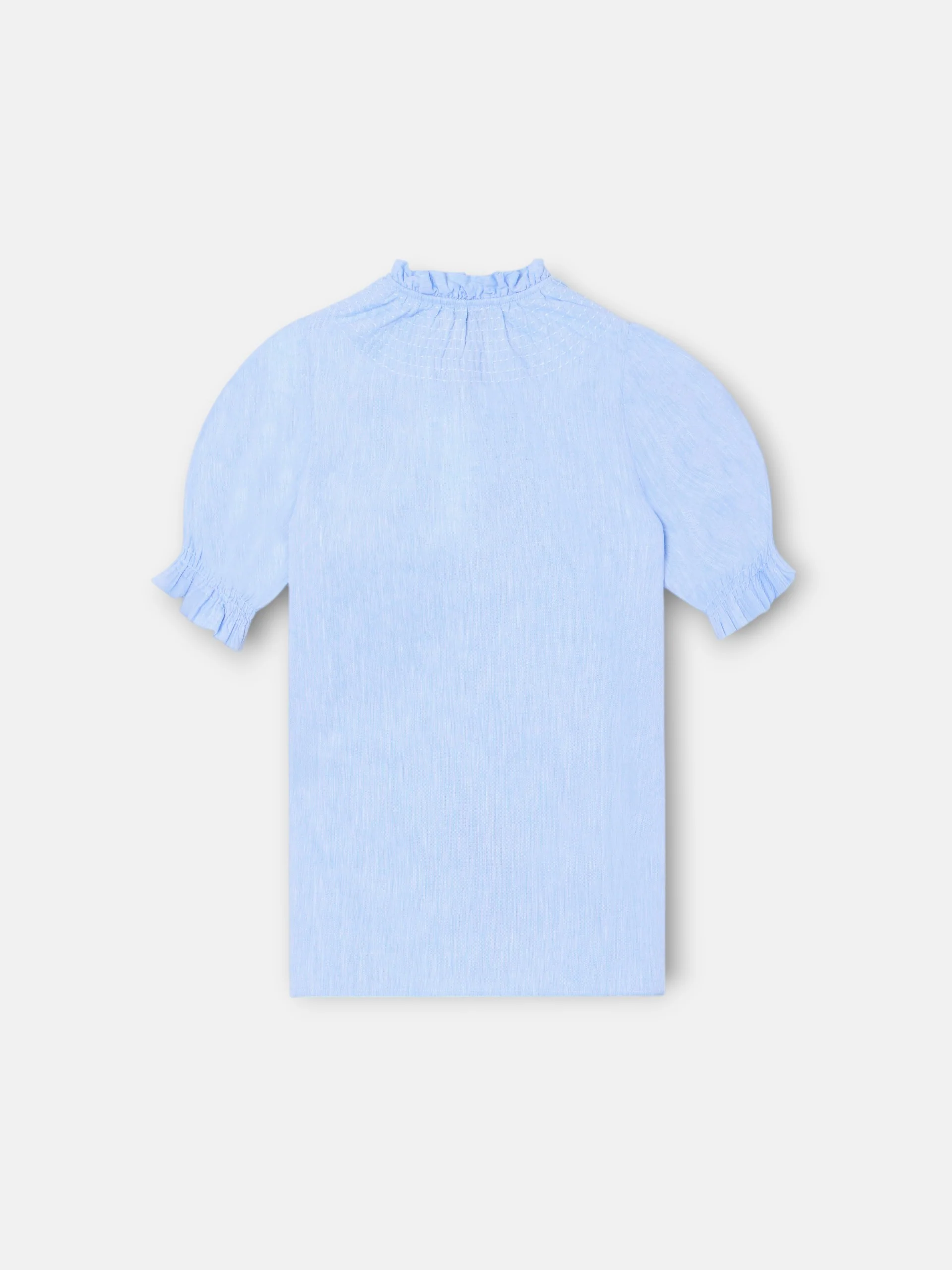 Camisa girl fruncidos lino celeste - Image 11