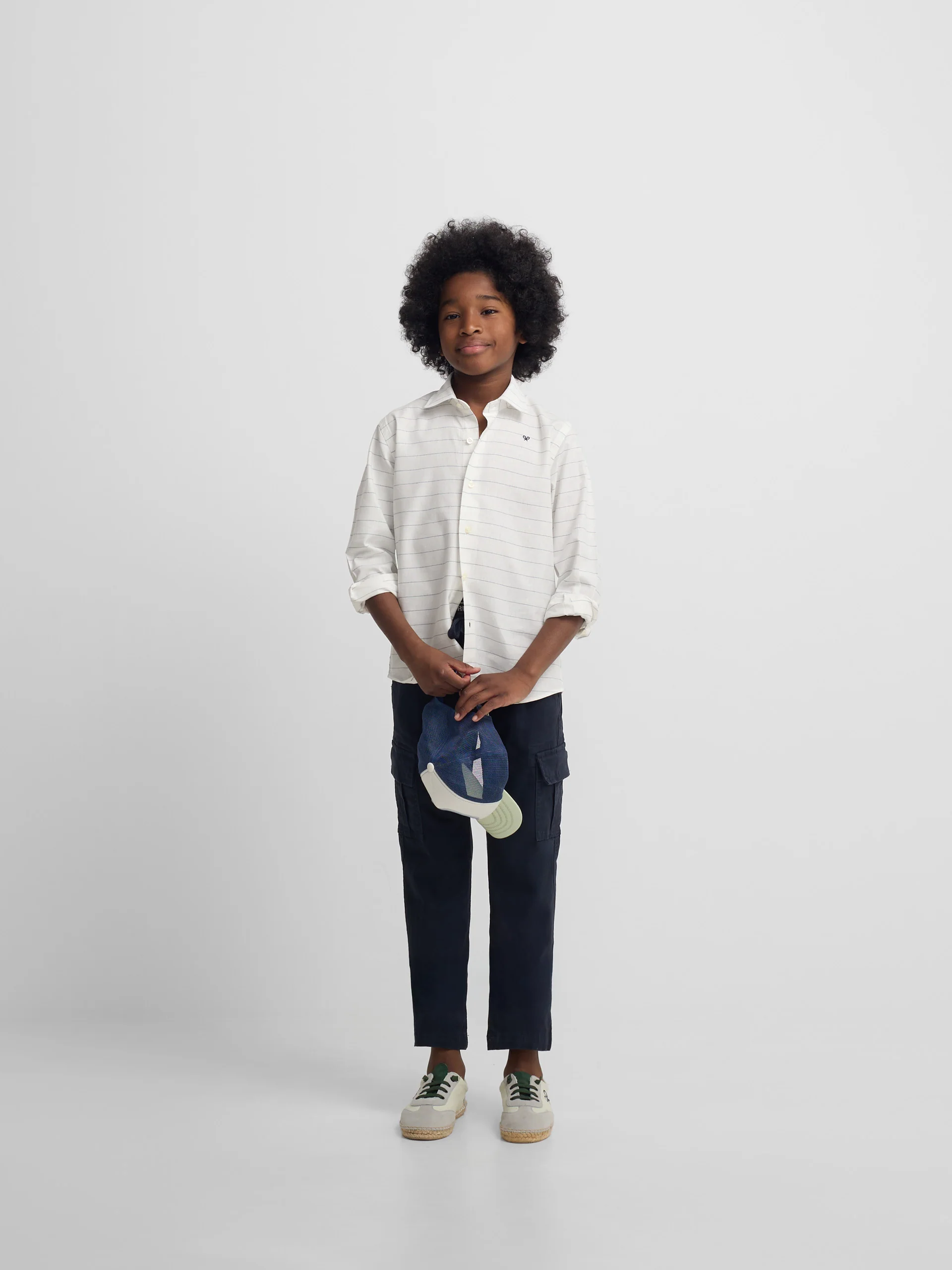 Camisa kids lino raya fina azul - Image 3