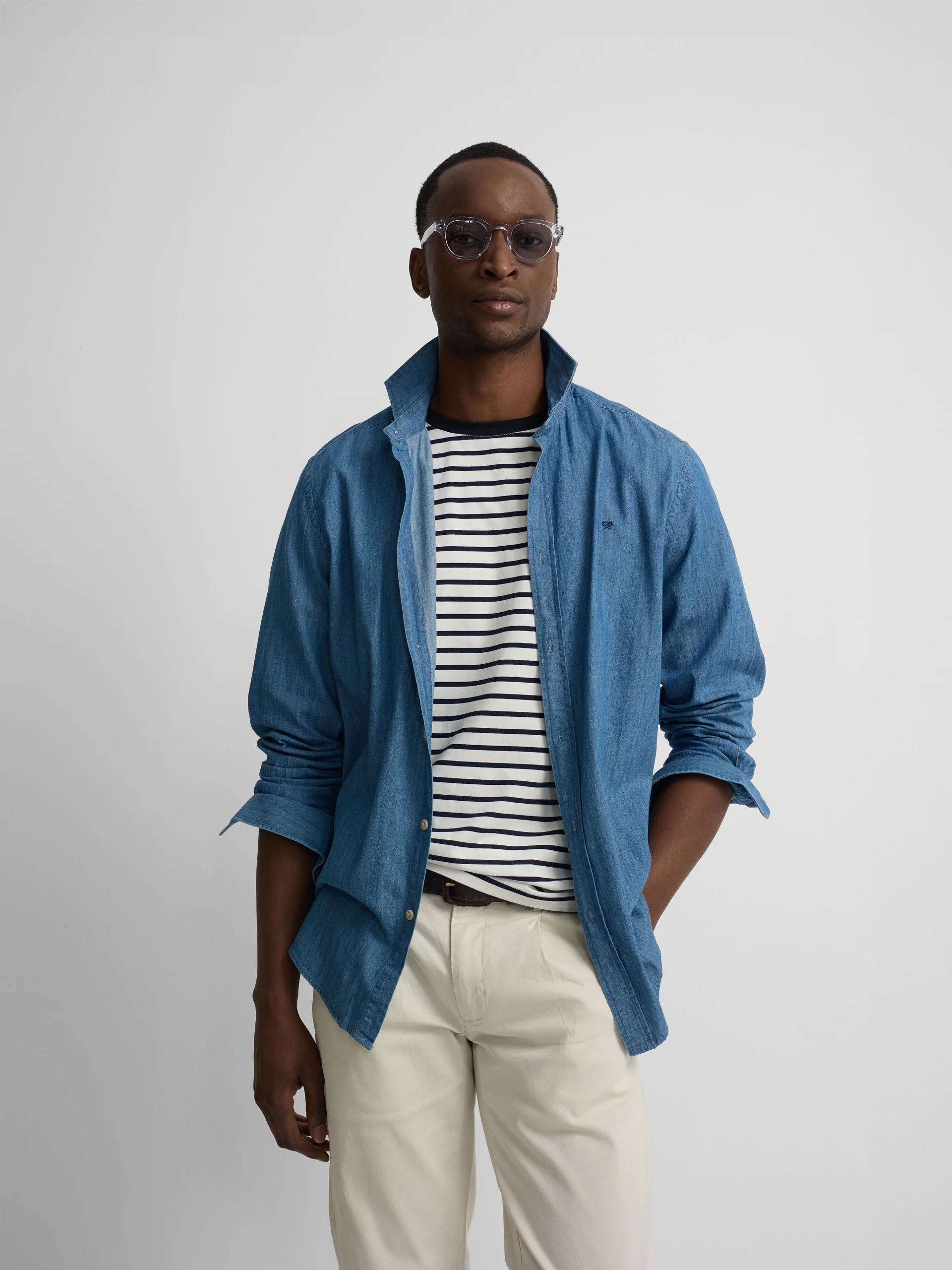 Camisa sport denim azul navy - Image 3