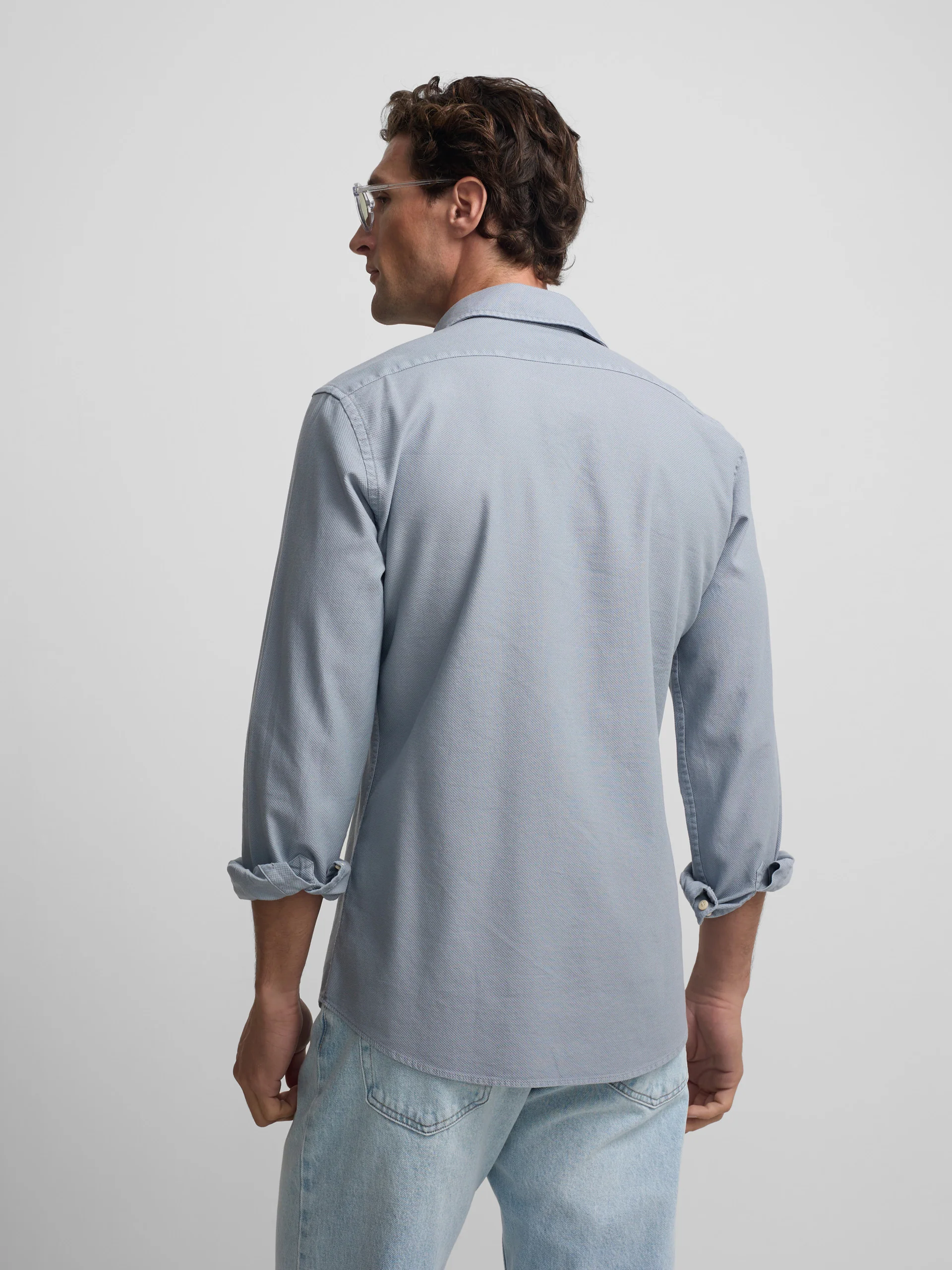 Camisa sport estructura logo azul gris - Image 6