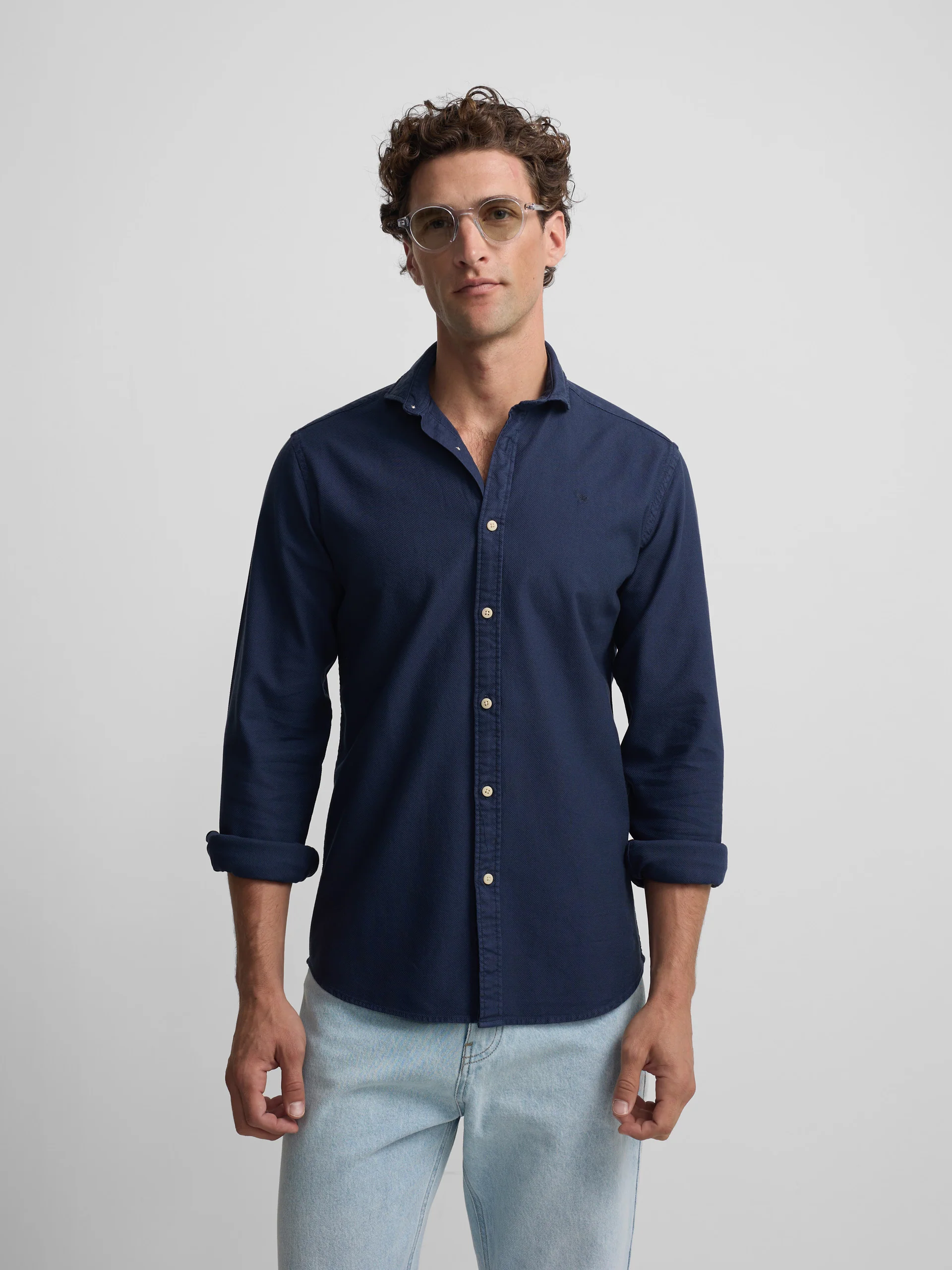 Camisa sport estructura logo azul marino