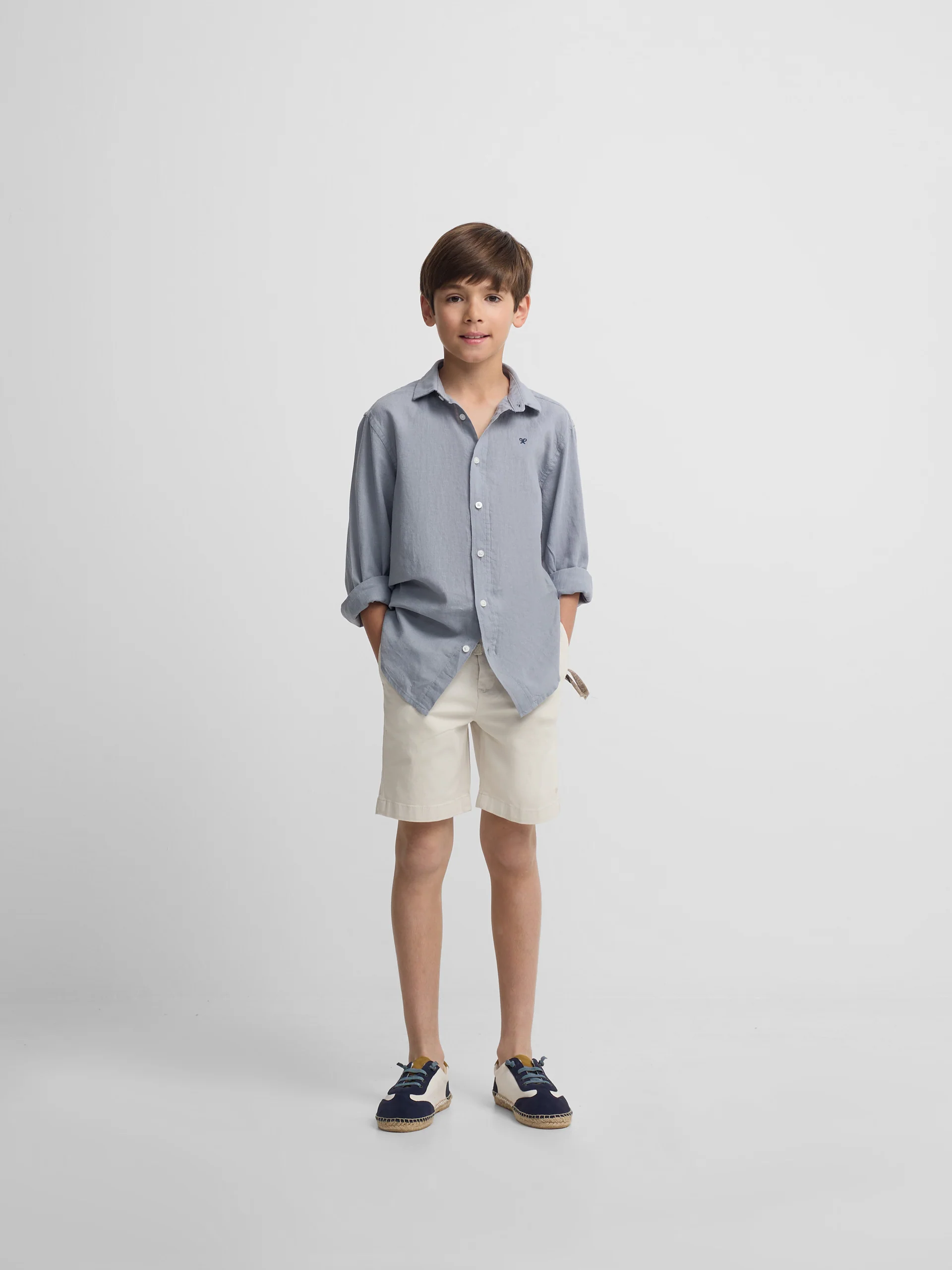 Camisa sport kids lino azul - Image 3