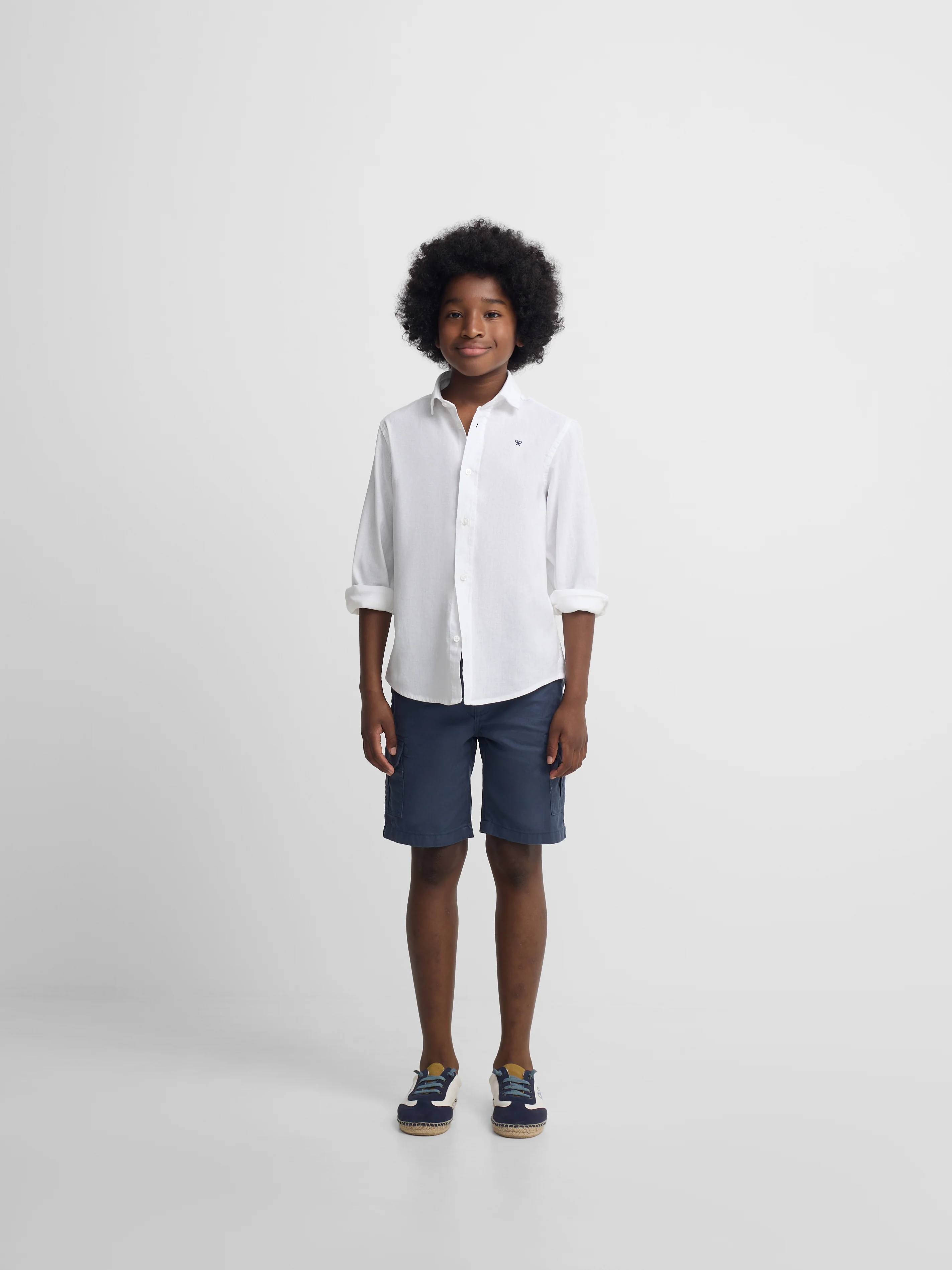 Camisa sport kids lino blanco - Image 3