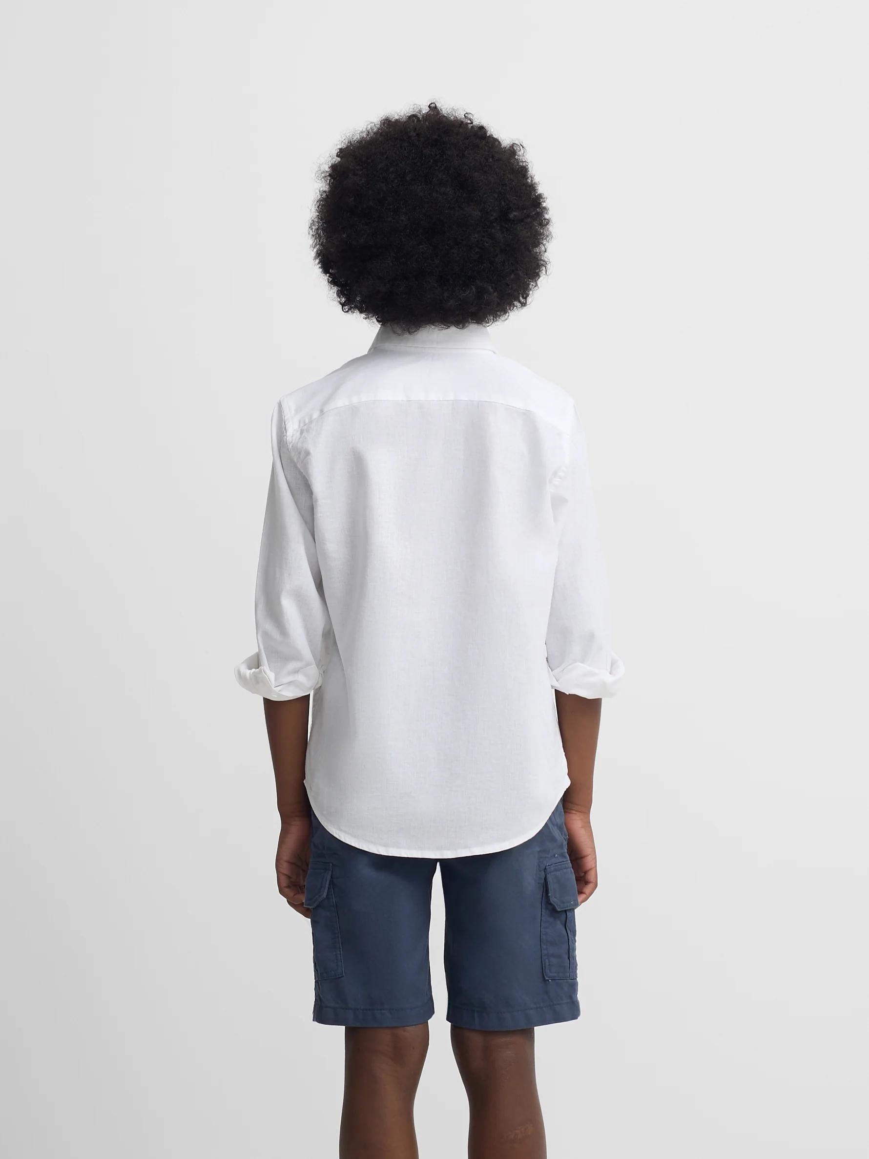 Camisa sport kids lino blanco - Image 4