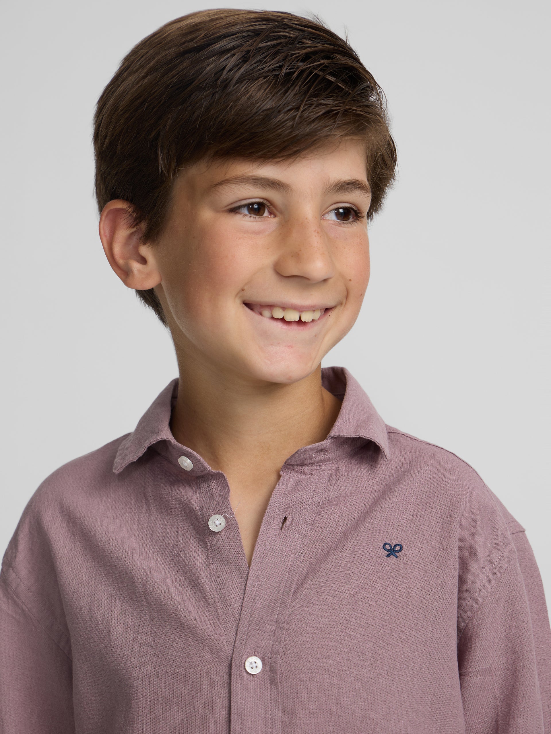 Camisa sport kids lino burdeos - Image 3