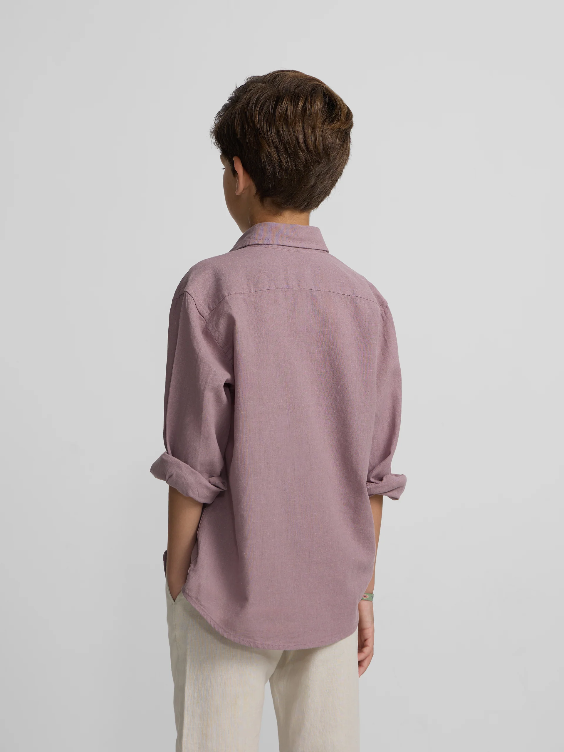 Camisa sport kids lino burdeos - Image 4