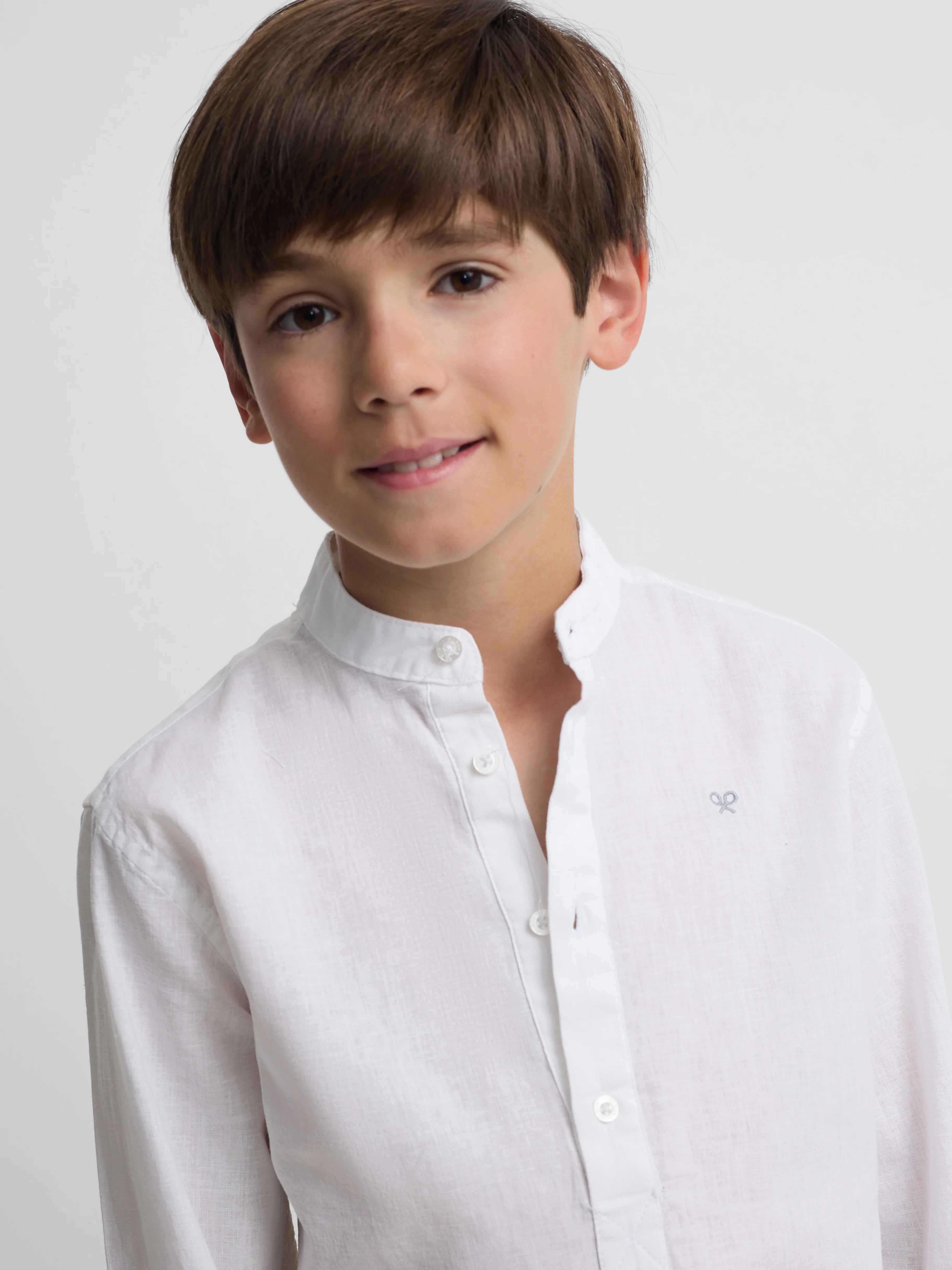 Camisa sport kids lino cuello mao blanco - Image 3