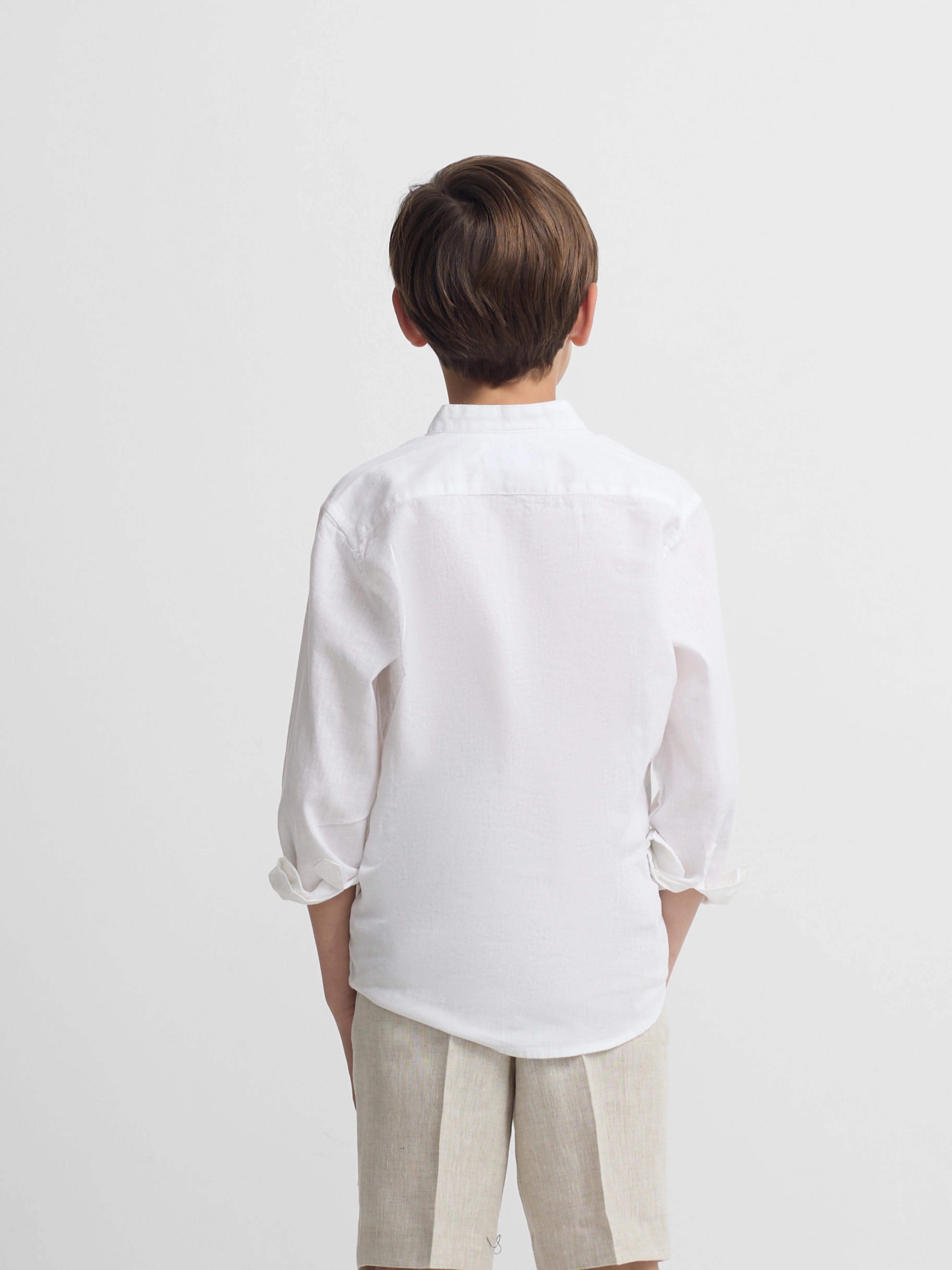 Camisa sport kids lino cuello mao blanco - Image 4