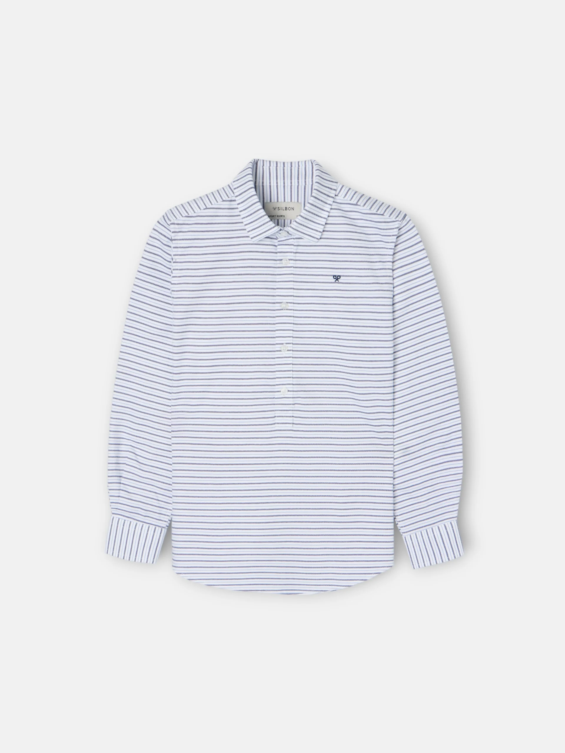 Polera sport kids oxford raya crema azul marino - Image 8