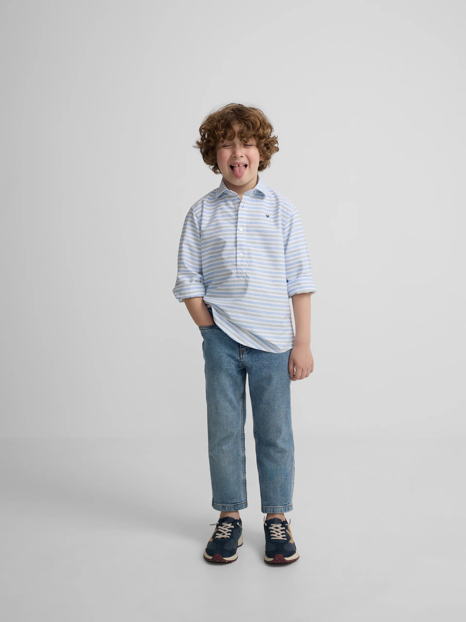 Polera sport kids oxford raya verde azul - Image 4