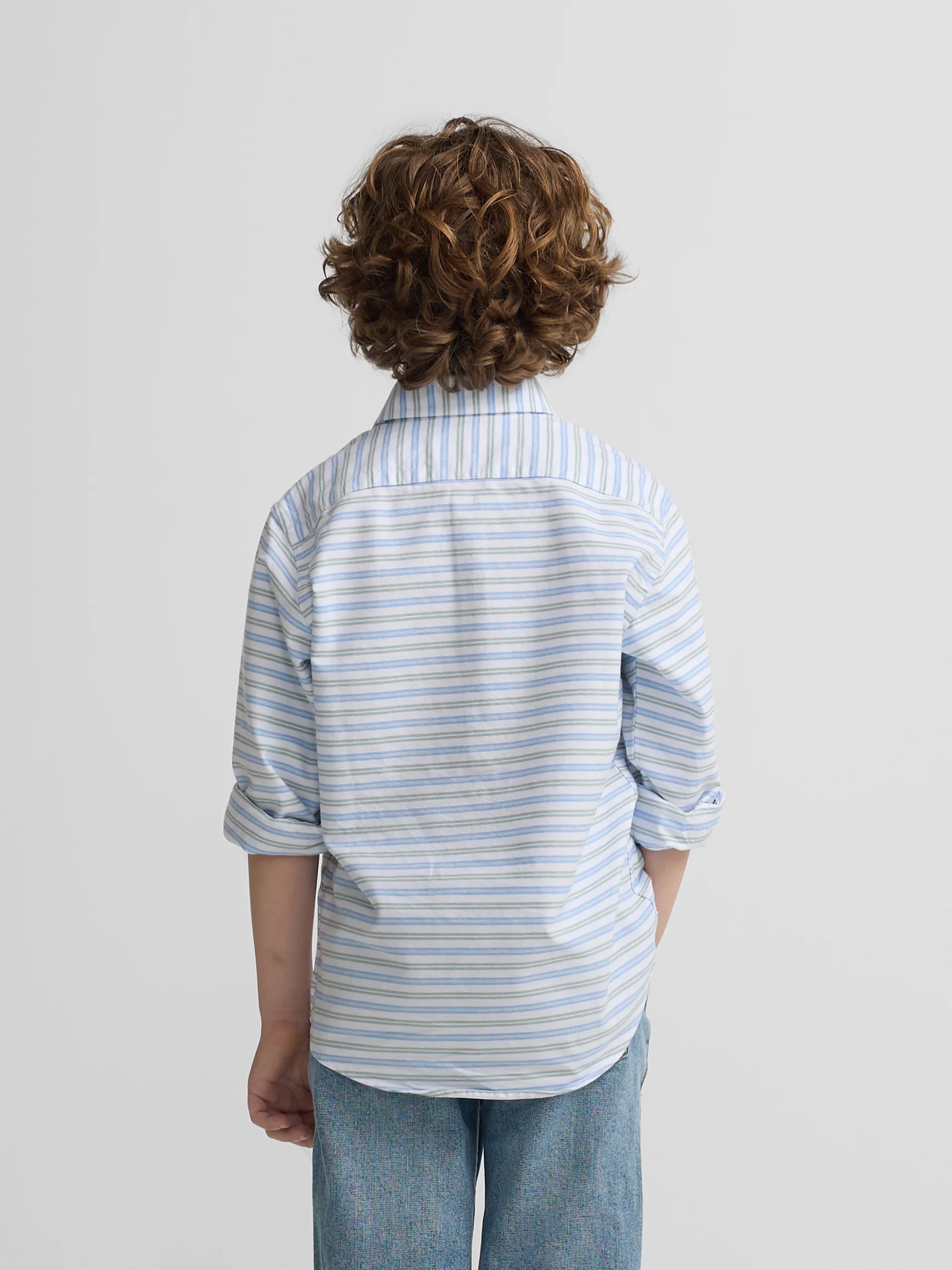 Polera sport kids oxford raya verde azul - Image 5