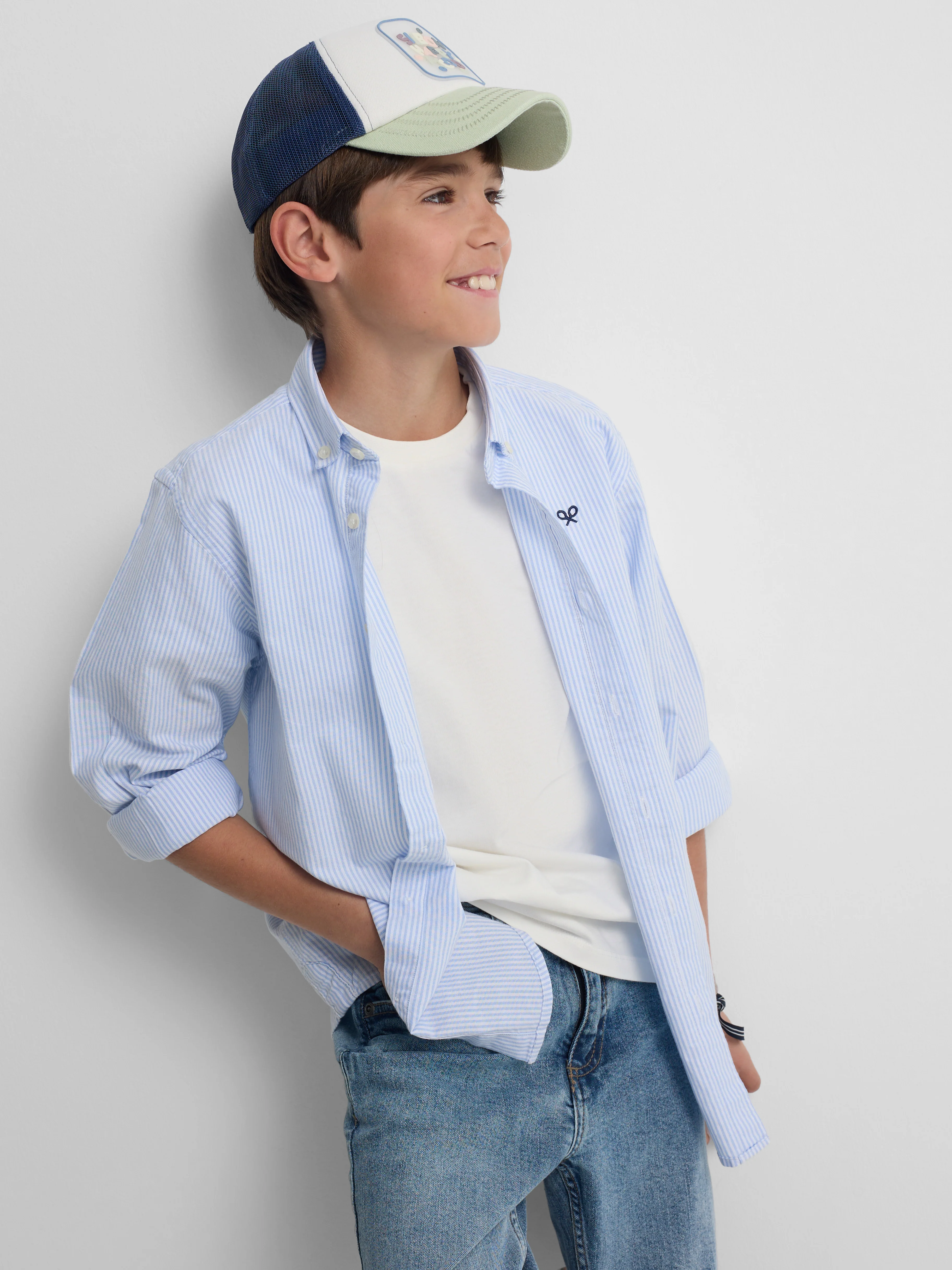 Camisa sport kids rayas oxford azul - Image 3