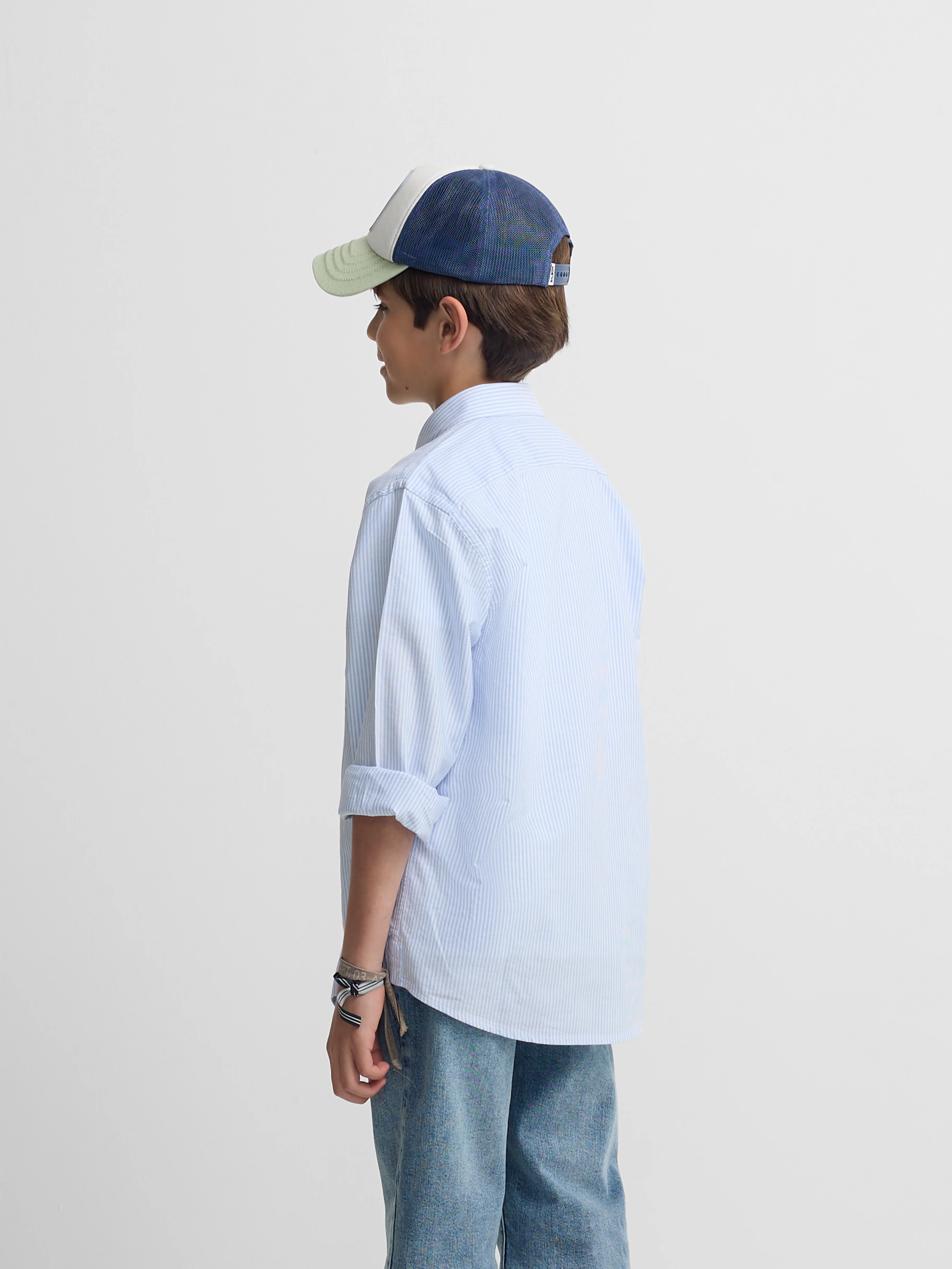 Camisa sport kids rayas oxford azul - Image 4