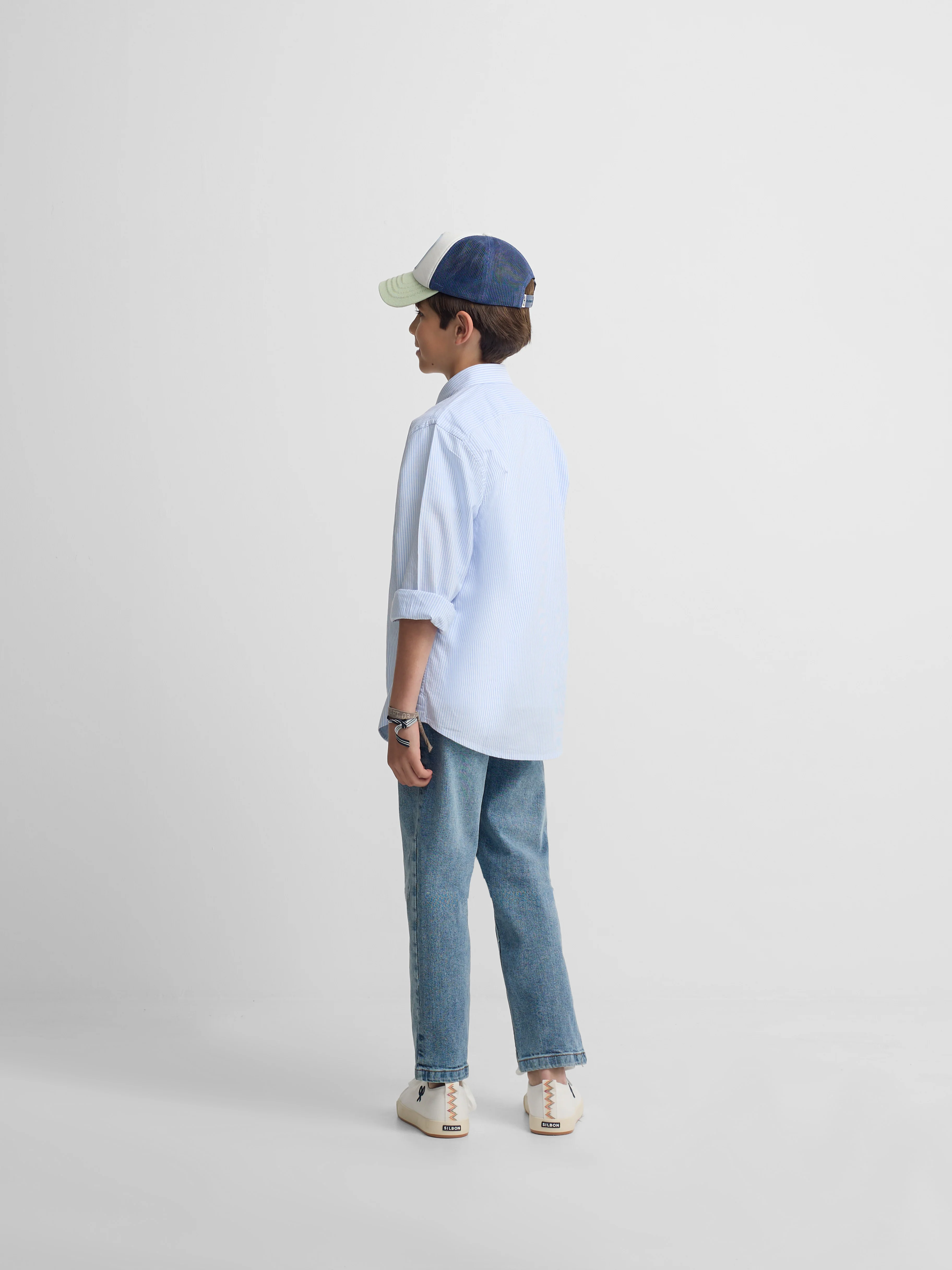 Camisa sport kids rayas oxford azul - Image 5
