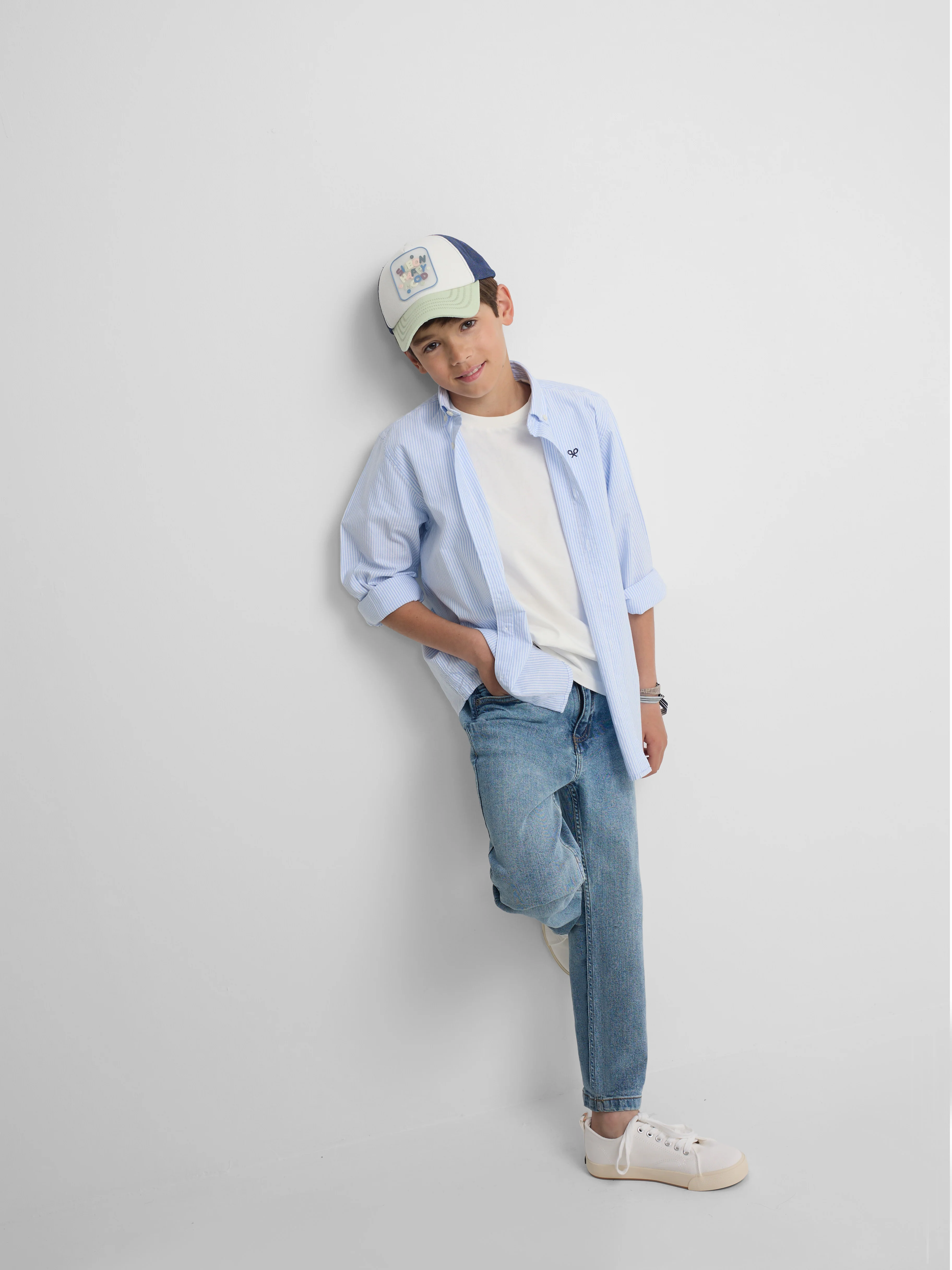 Camisa sport kids rayas oxford azul - Image 6