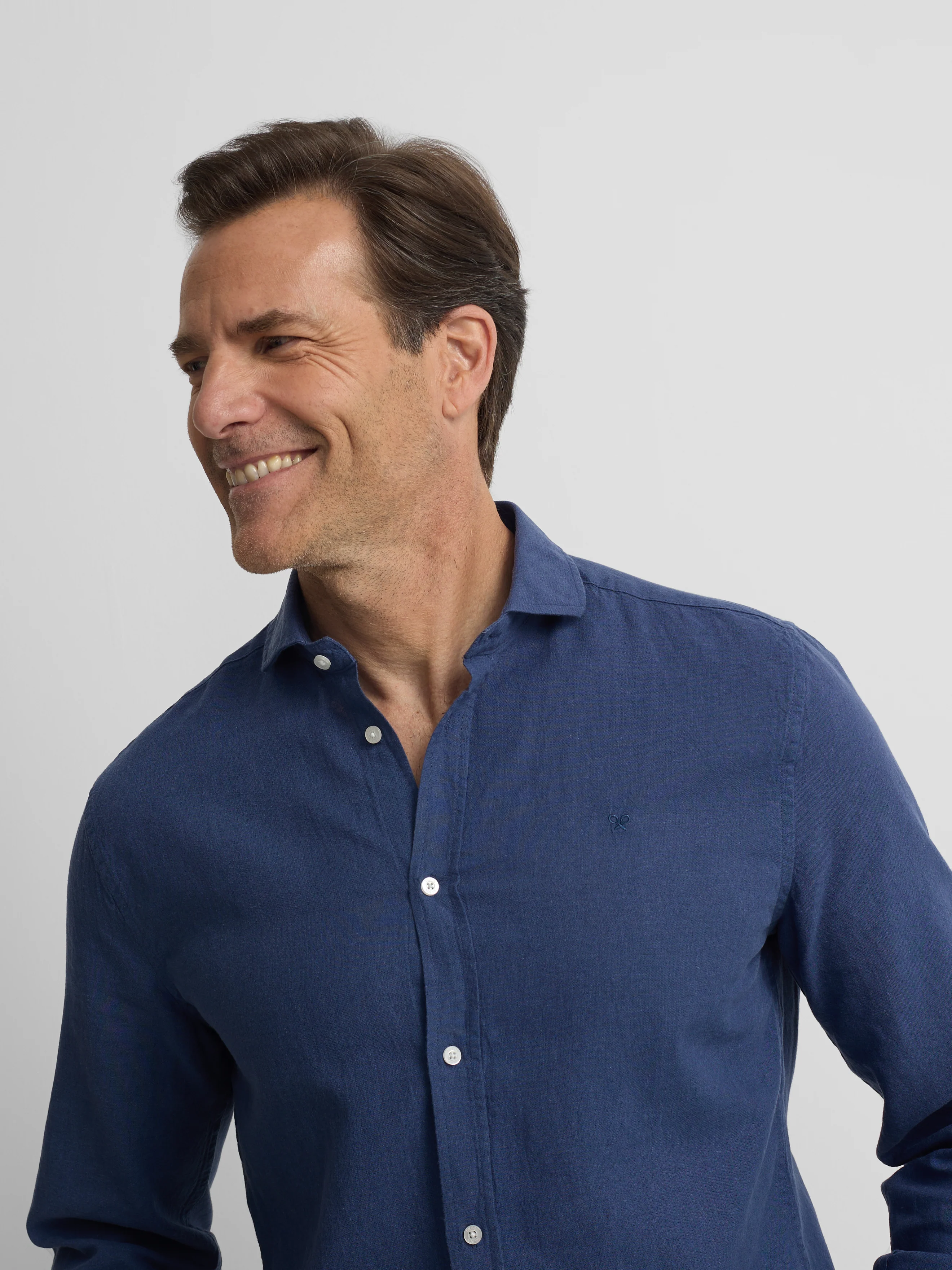 Camisa sport lino azul - Image 3