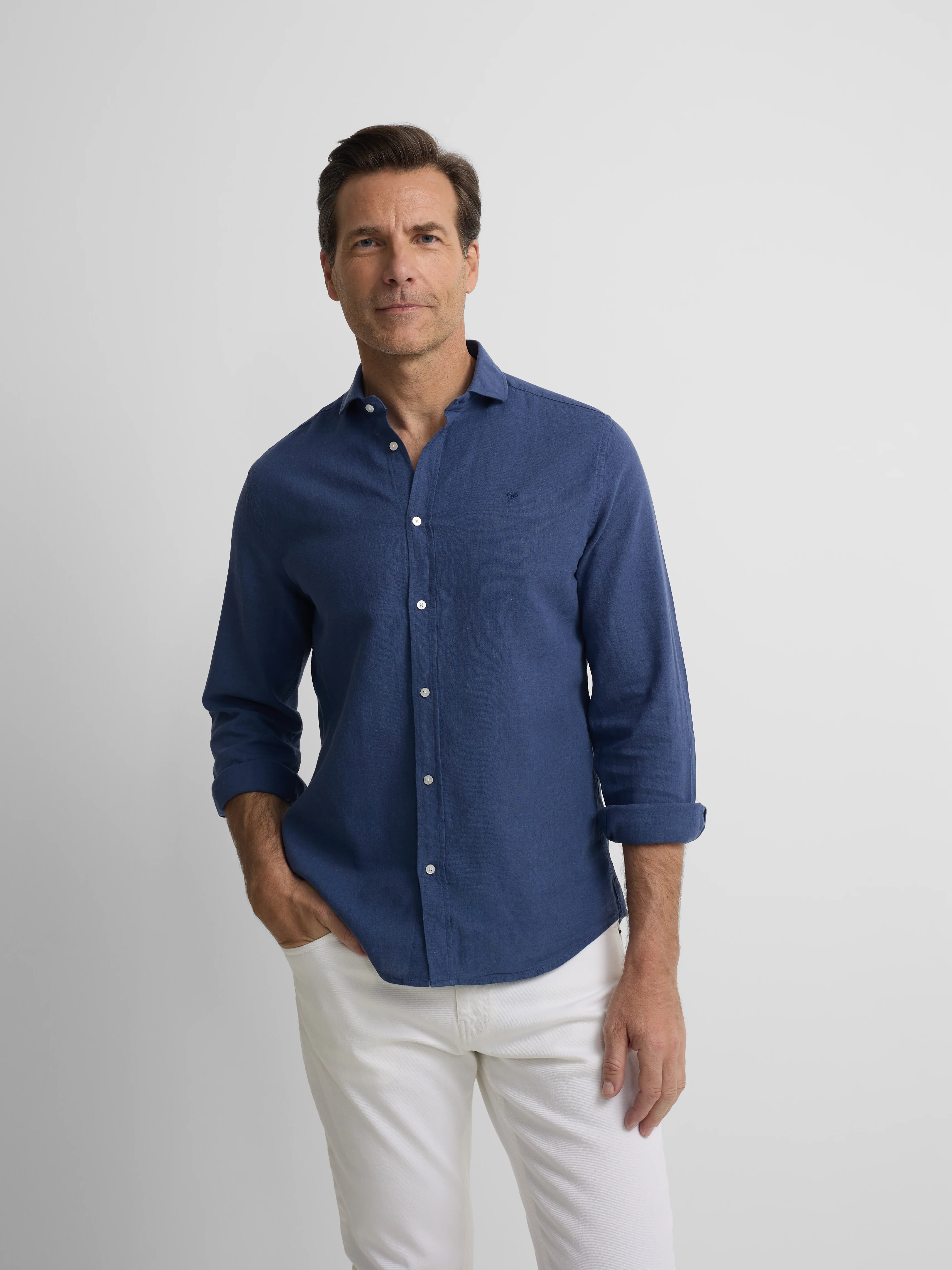 Camisa sport lino azul - Image 4