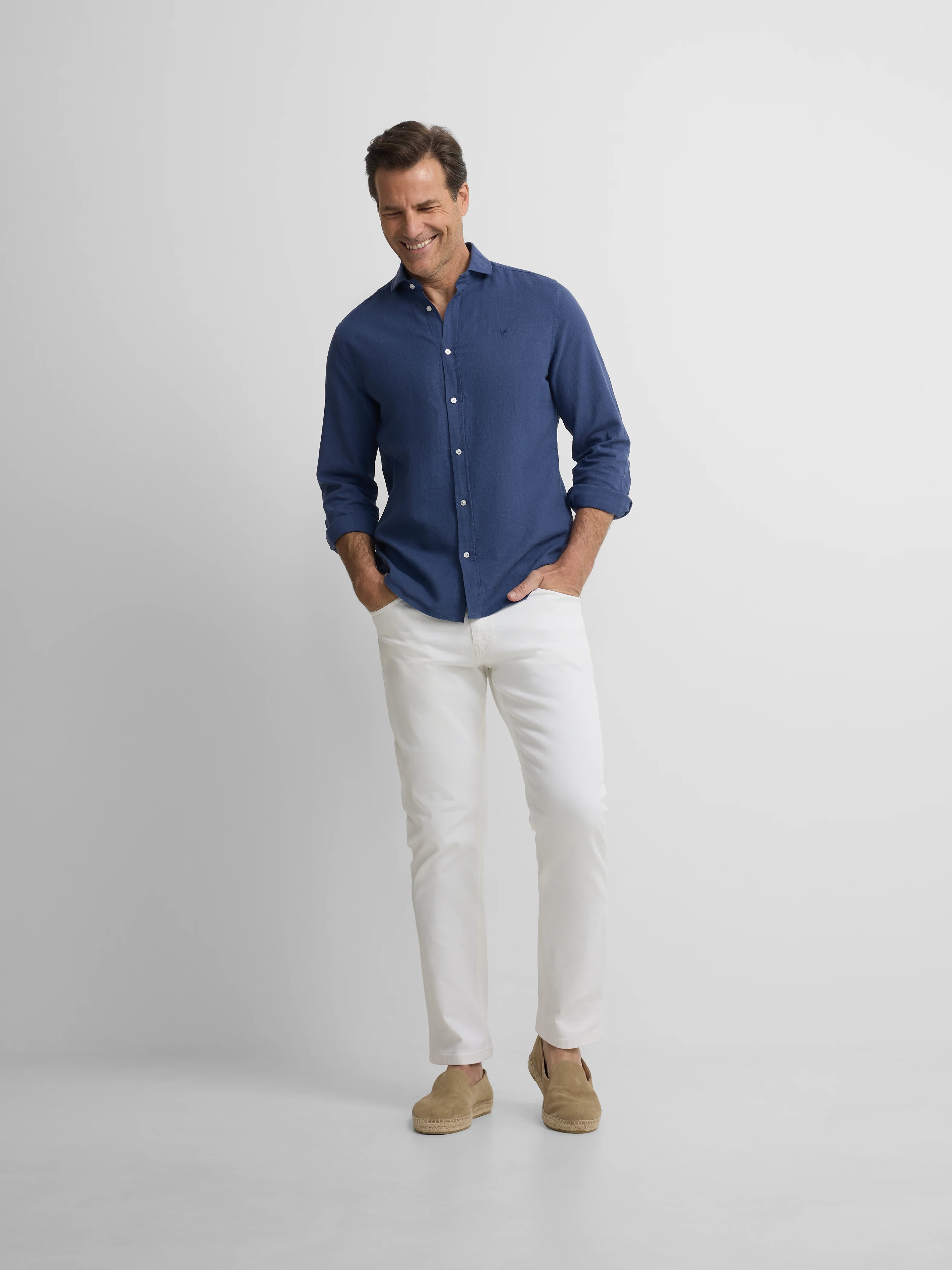 Camisa sport lino azul - Image 6