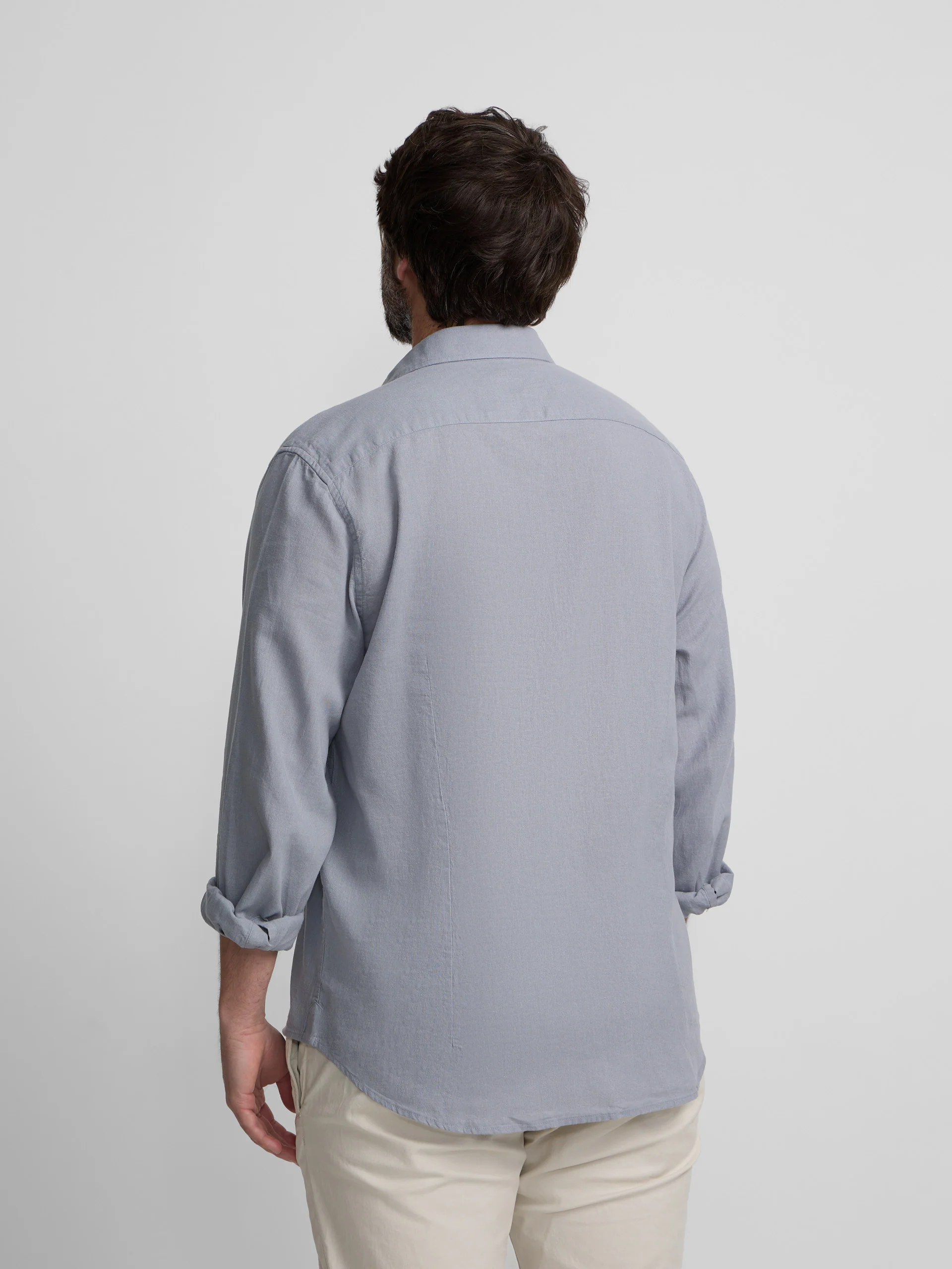 Camisa sport lino azul gris - Image 11