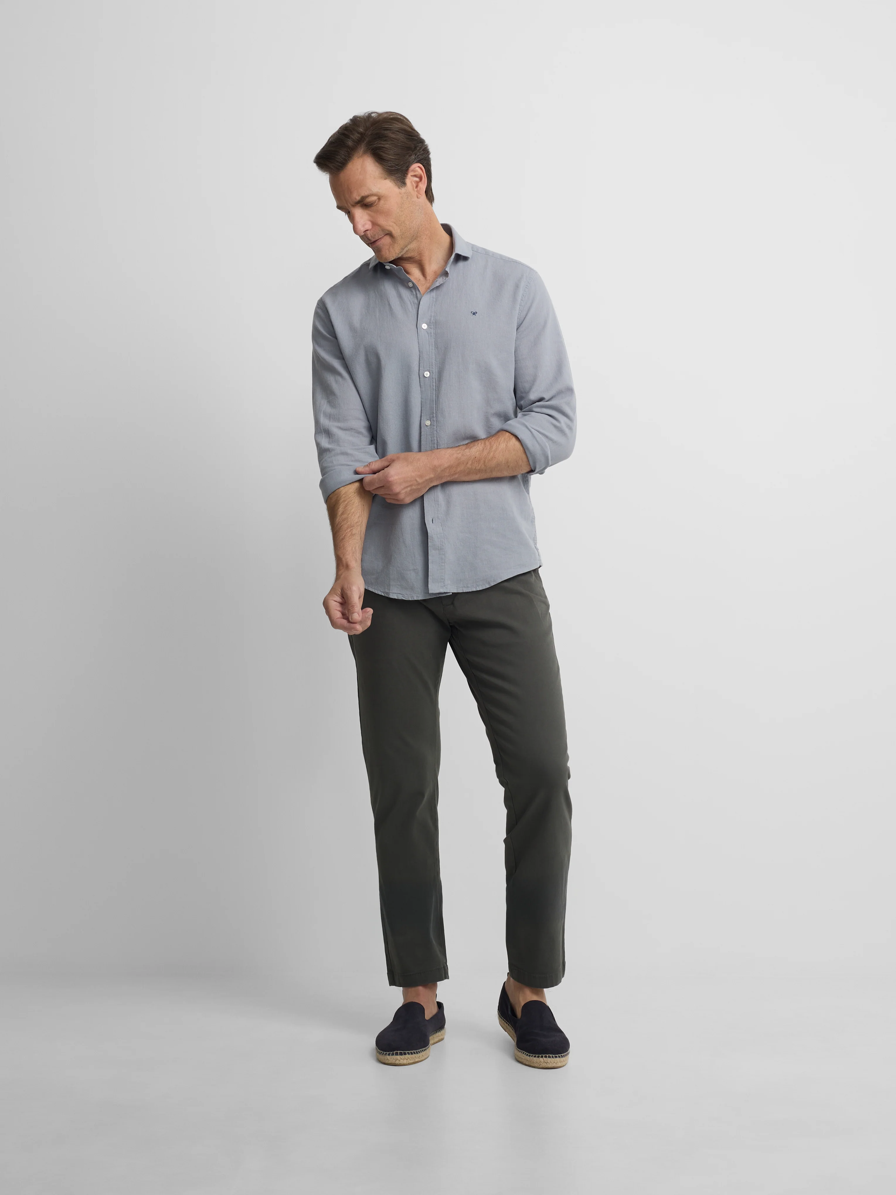 Camisa sport lino azul gris - Image 4