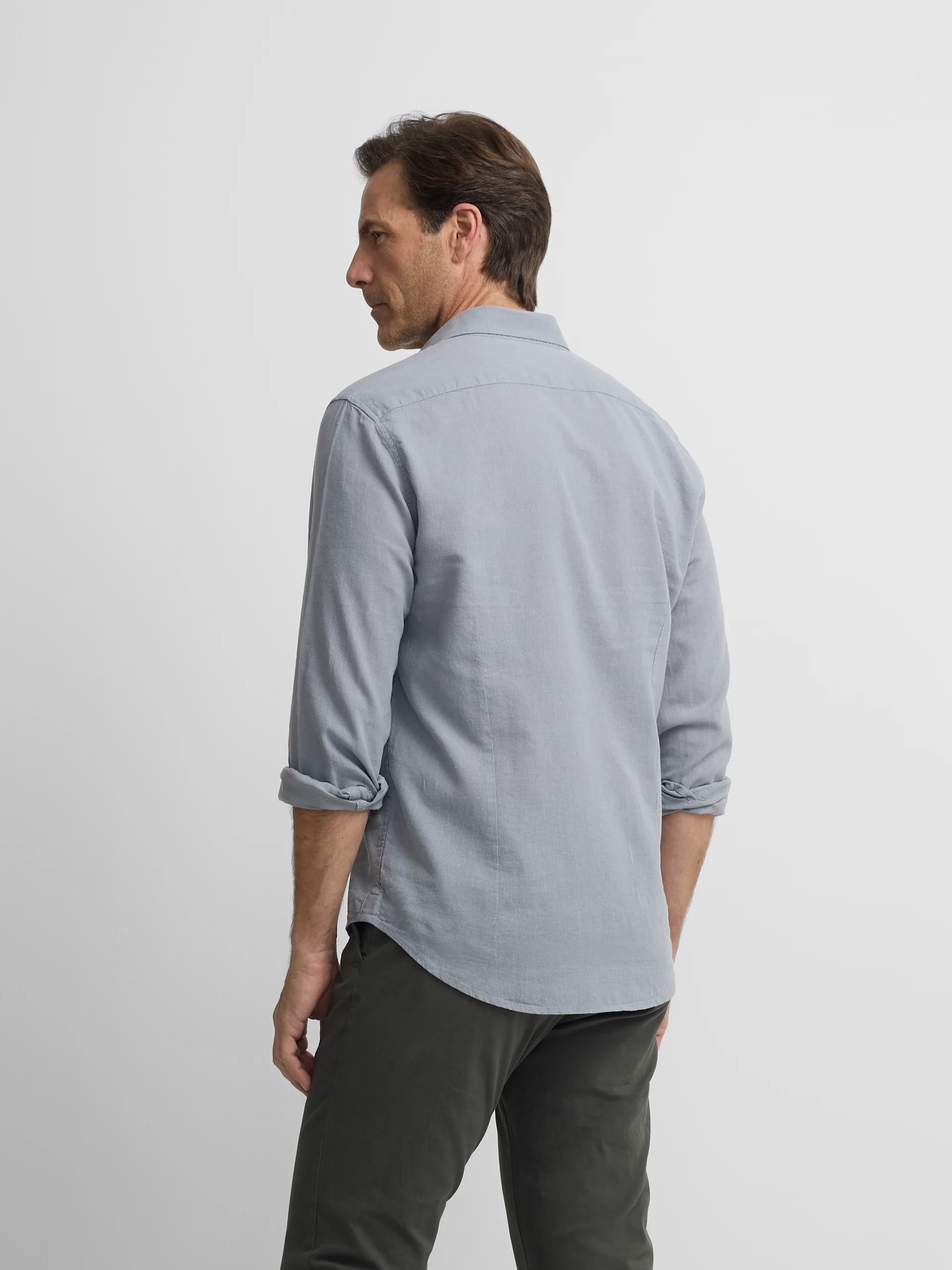 Camisa sport lino azul gris - Image 6