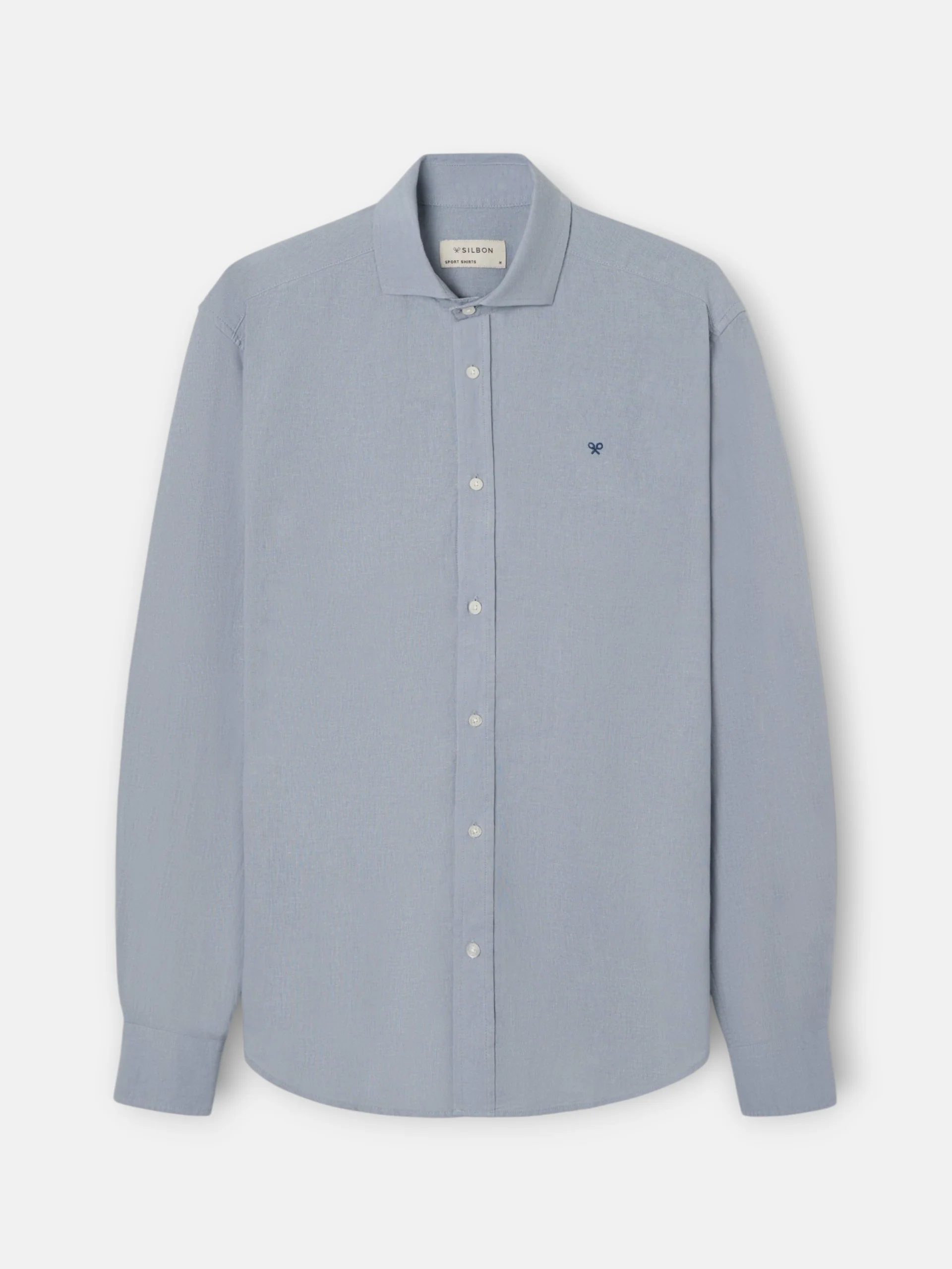 Camisa sport lino azul gris - Image 8