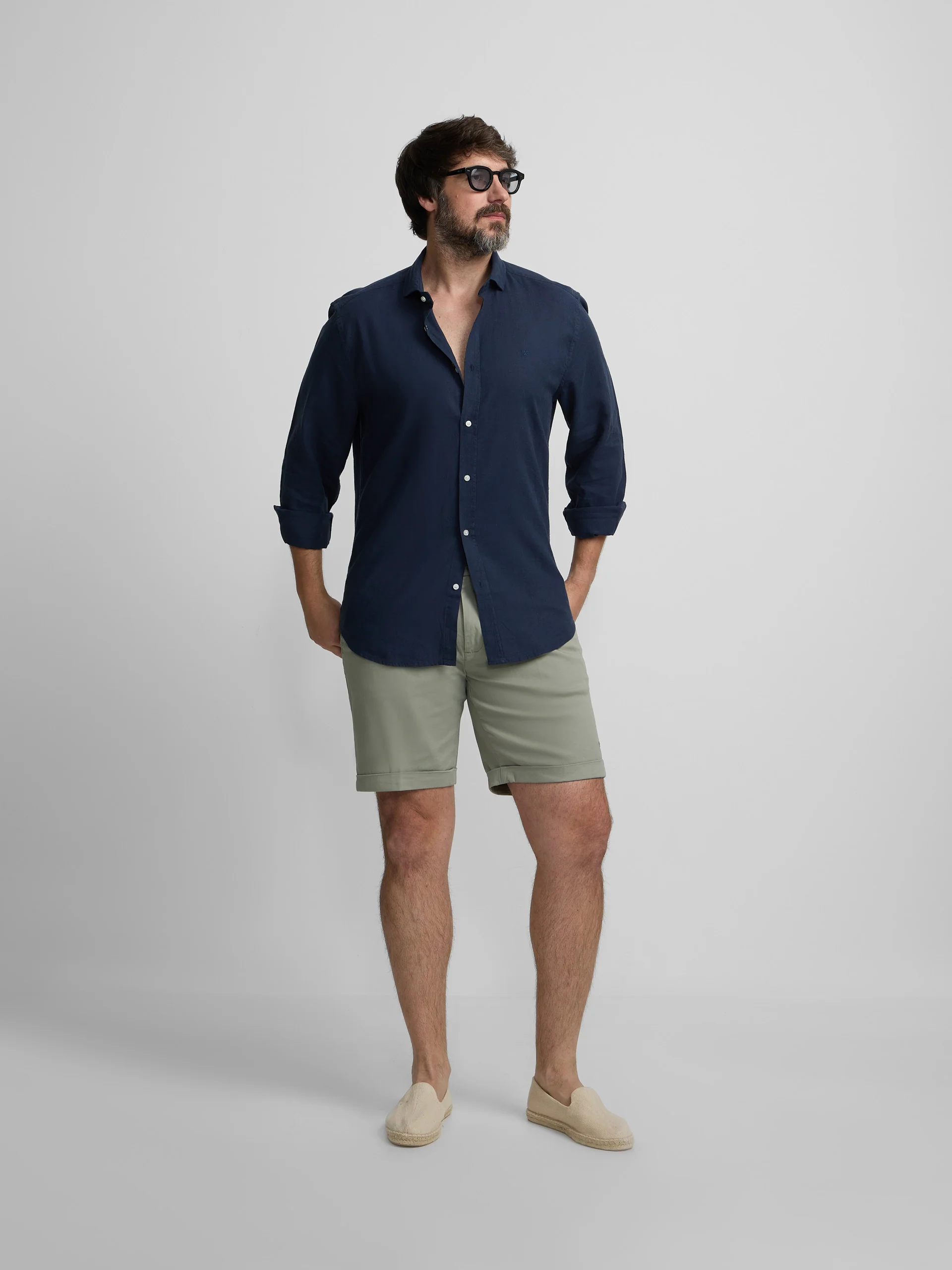 Camisa sport lino azul marino - Image 14