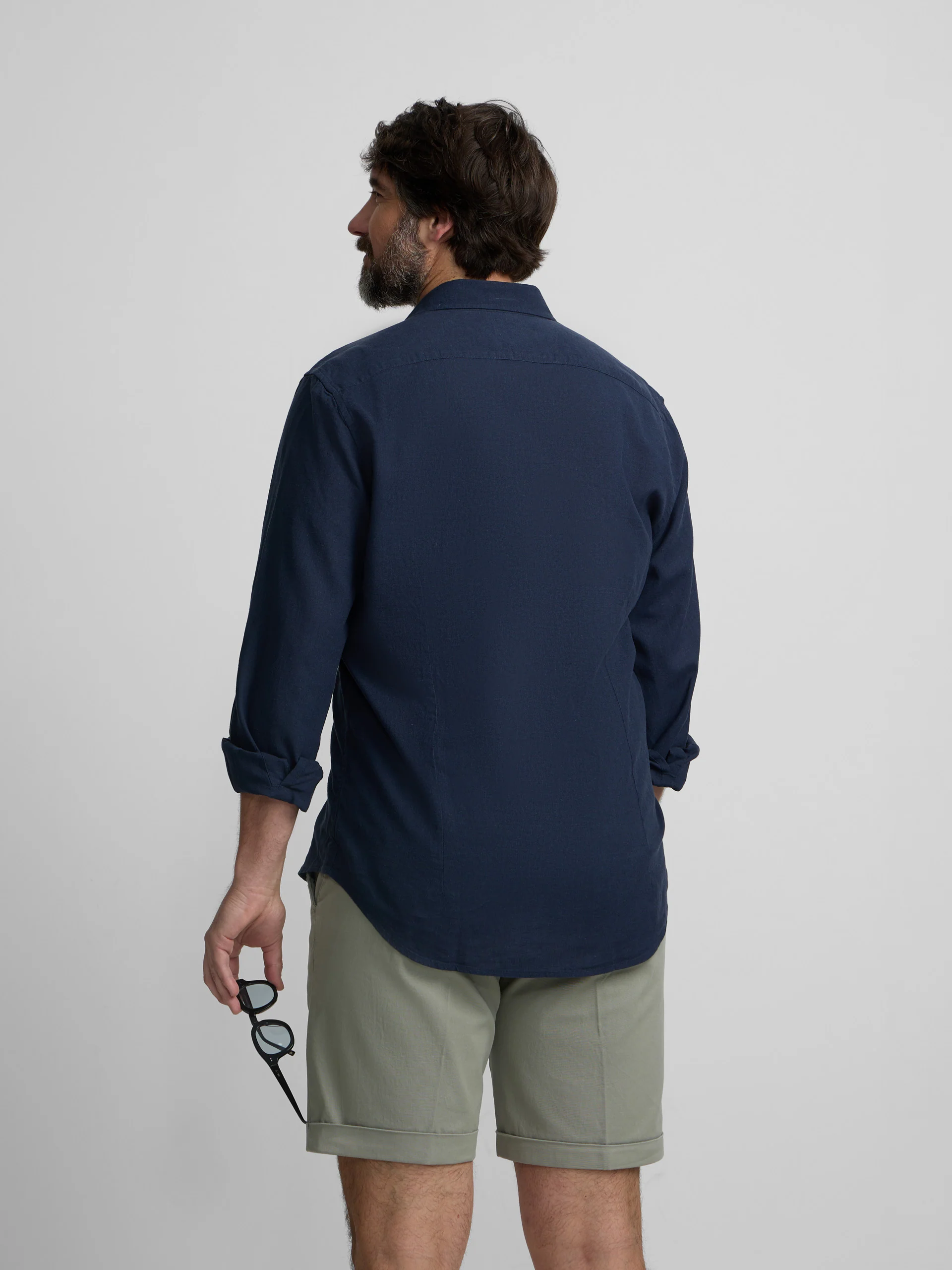 Camisa sport lino azul marino - Image 15
