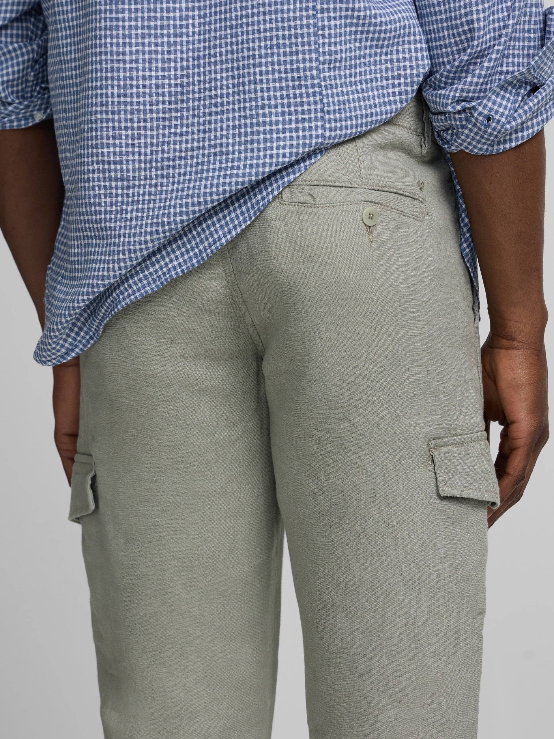 Camisa sport lino cuadros azul indigo - Image 9