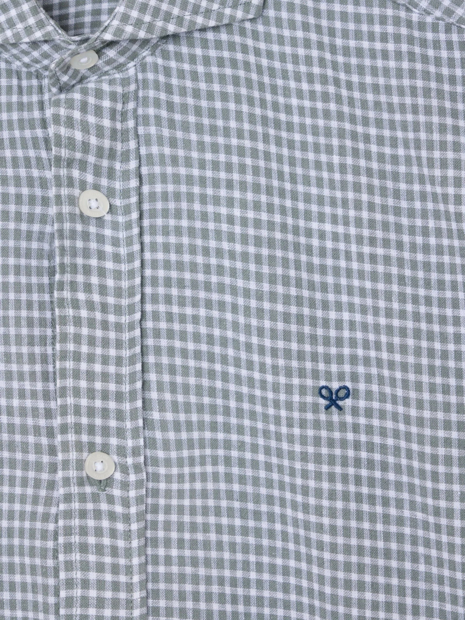 Camisa sport lino cuadros verde - Image 2