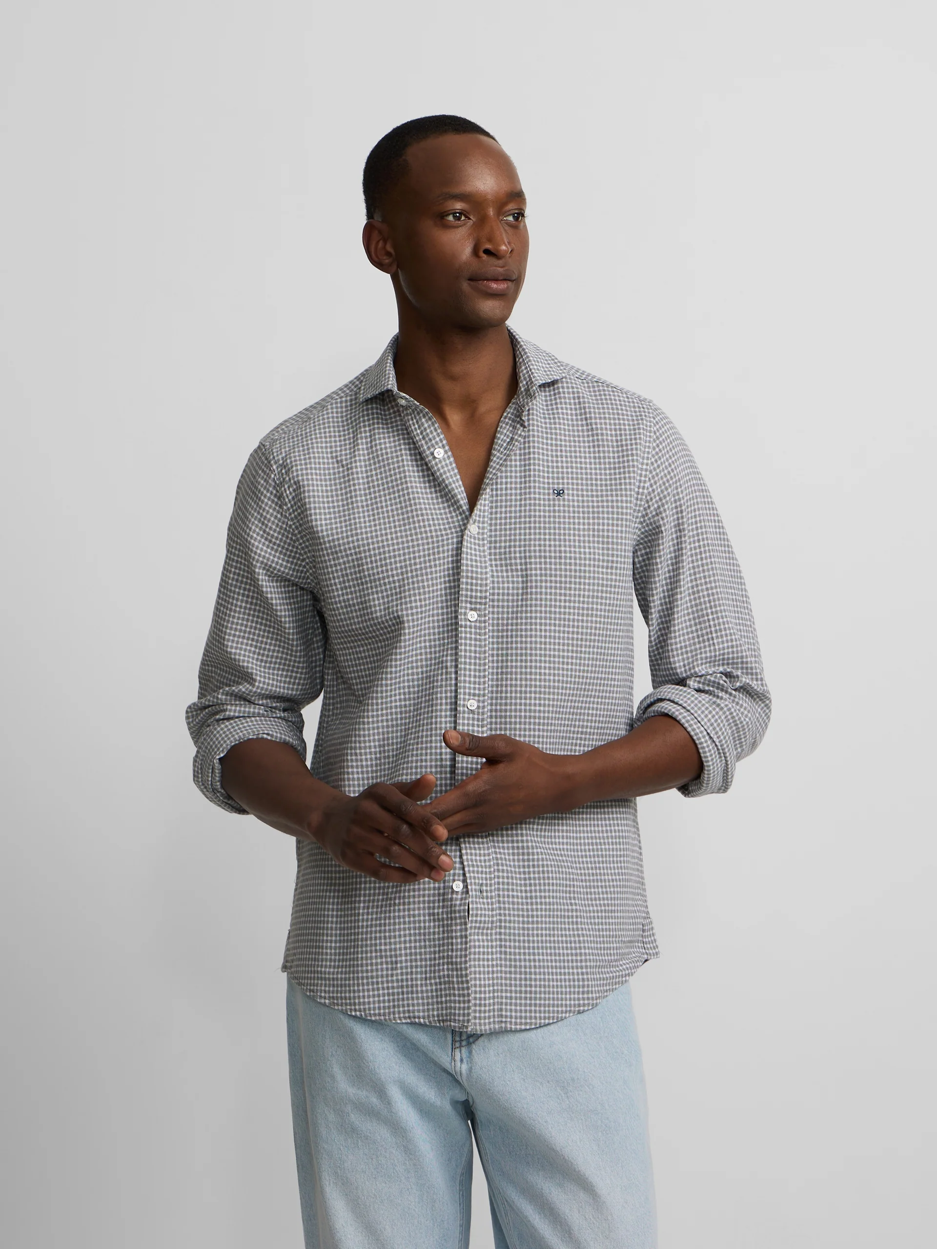Camisa sport lino cuadros verde - Image 3
