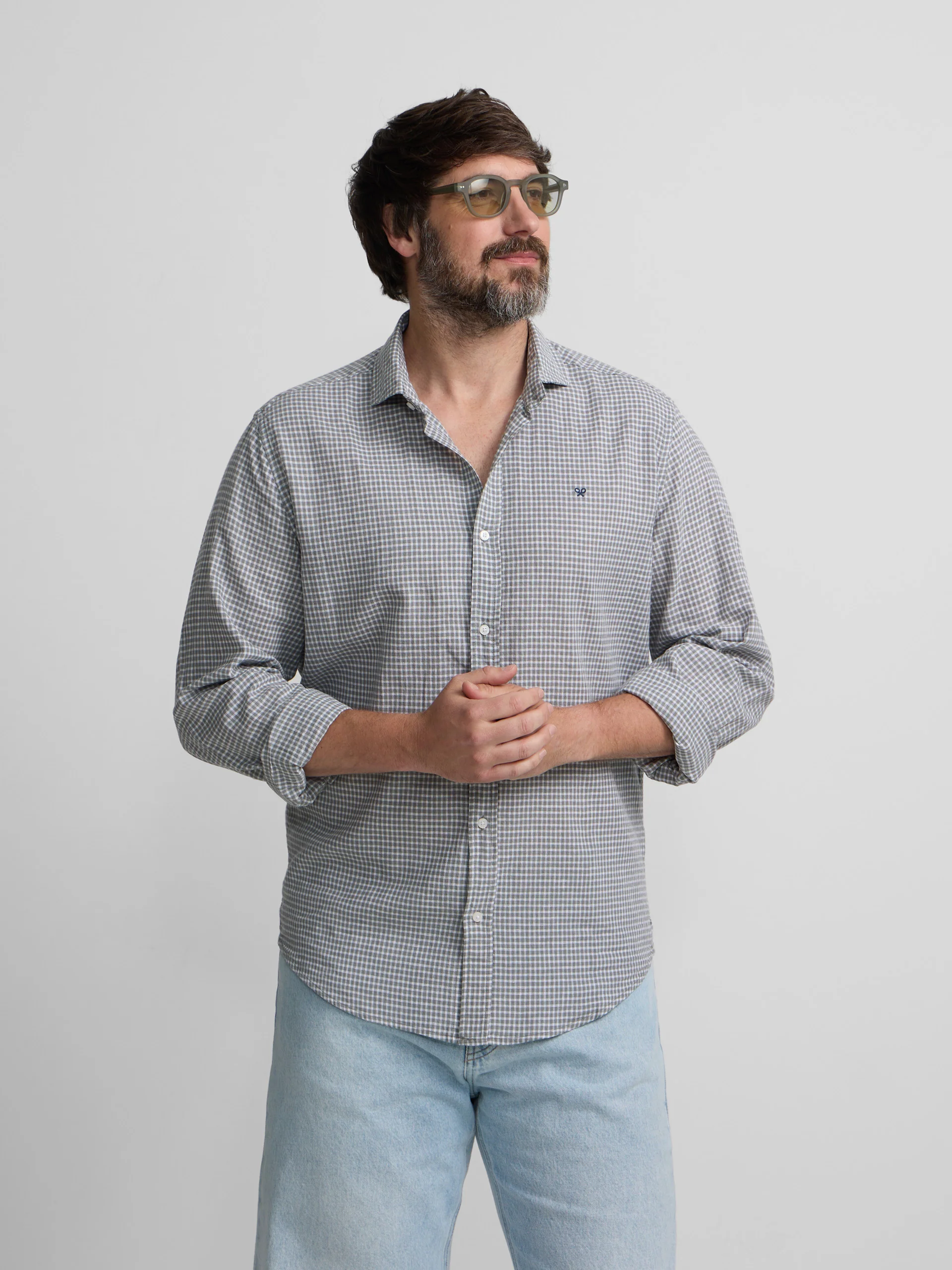 Camisa sport lino cuadros verde - Image 5