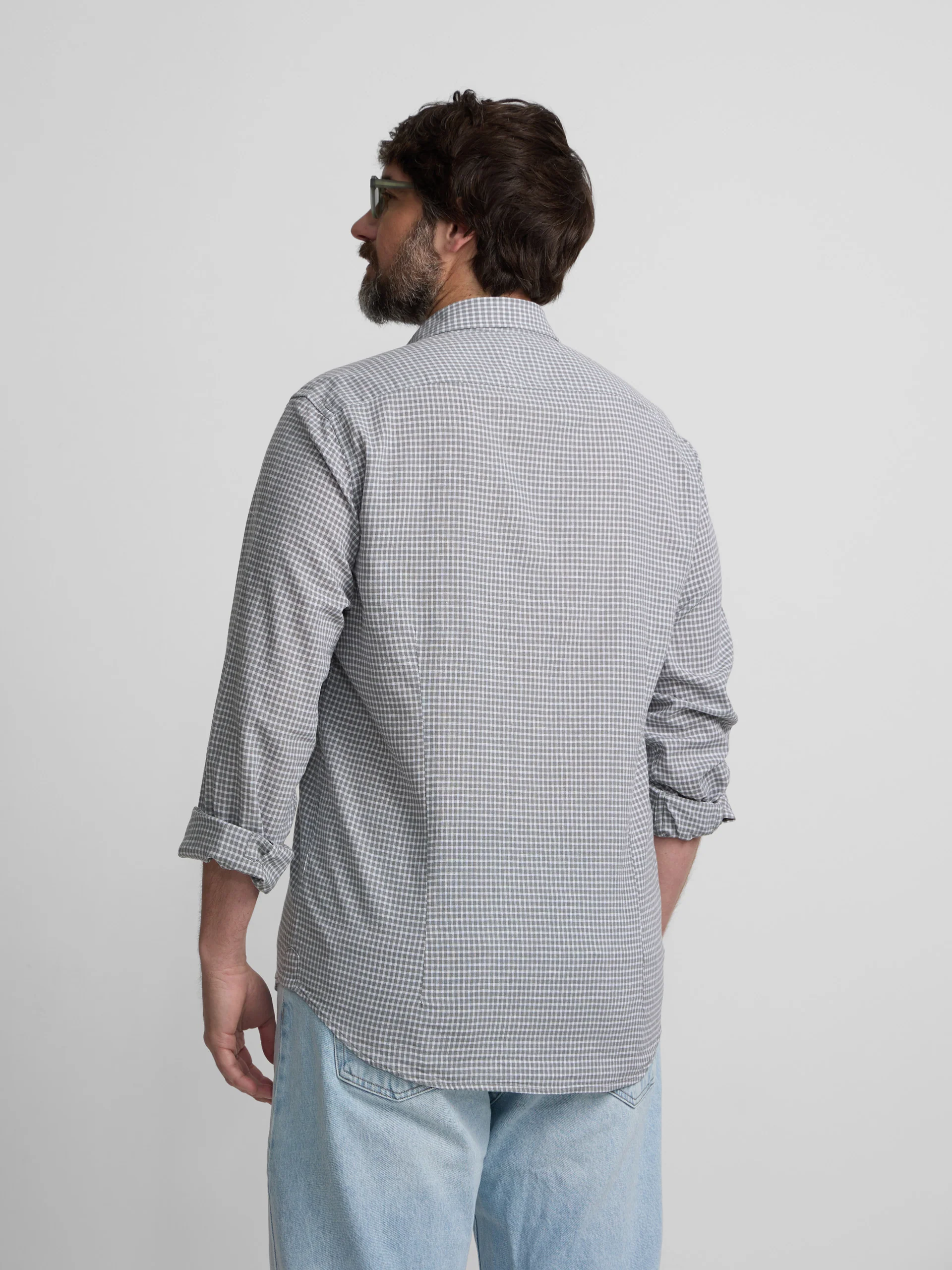 Camisa sport lino cuadros verde - Image 9