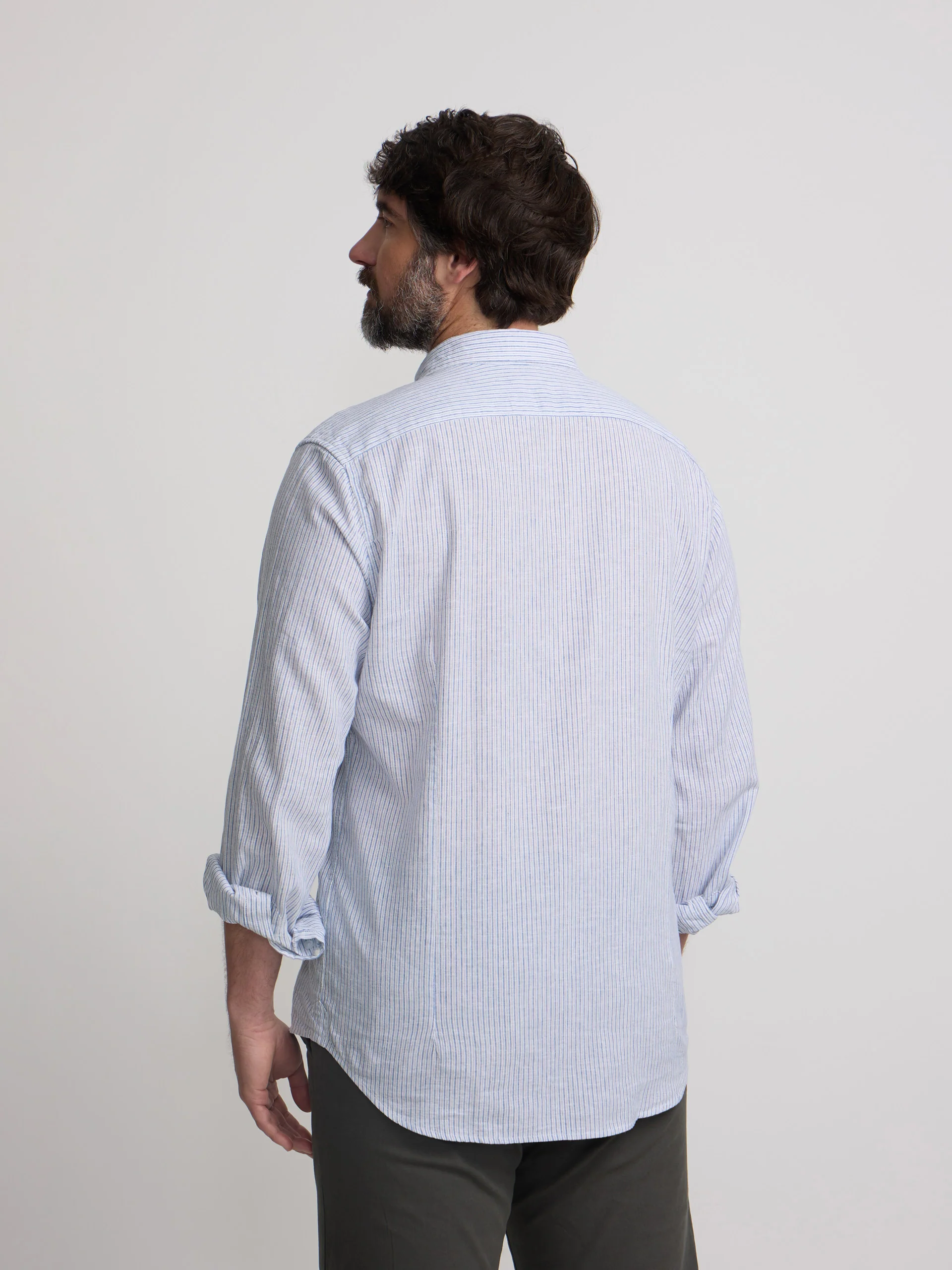 Camisa sport lino multirayas azul - Image 11