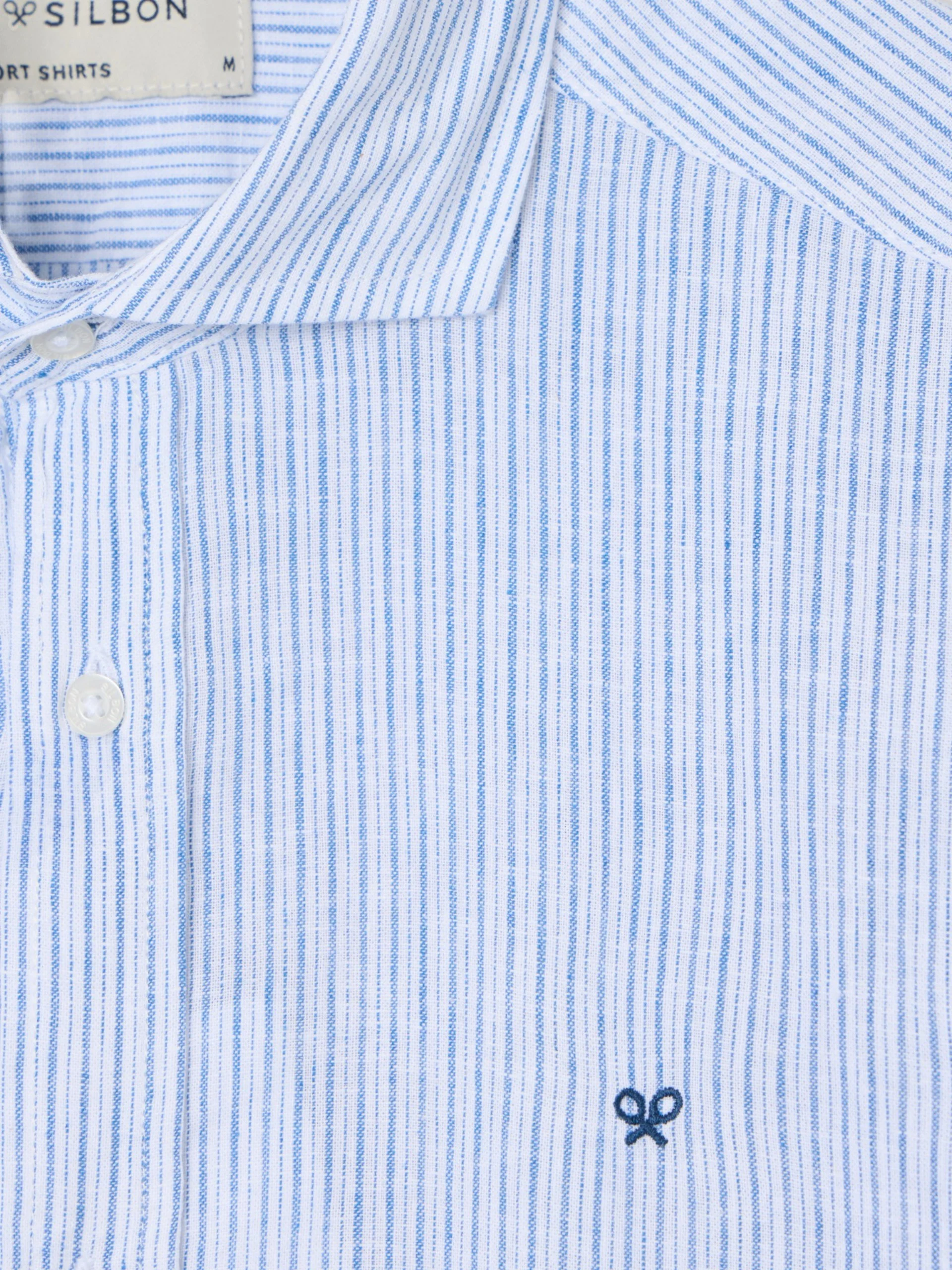 Camisa sport lino multirayas azul - Image 2