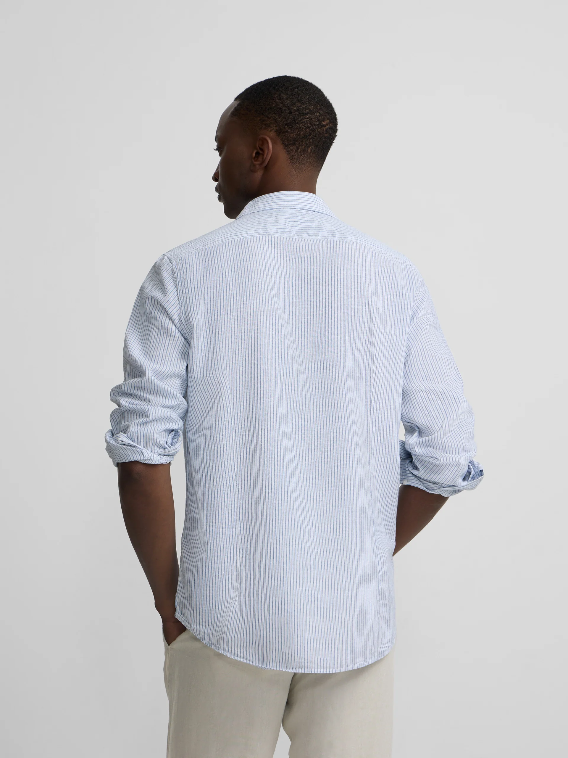 Camisa sport lino multirayas azul - Image 6